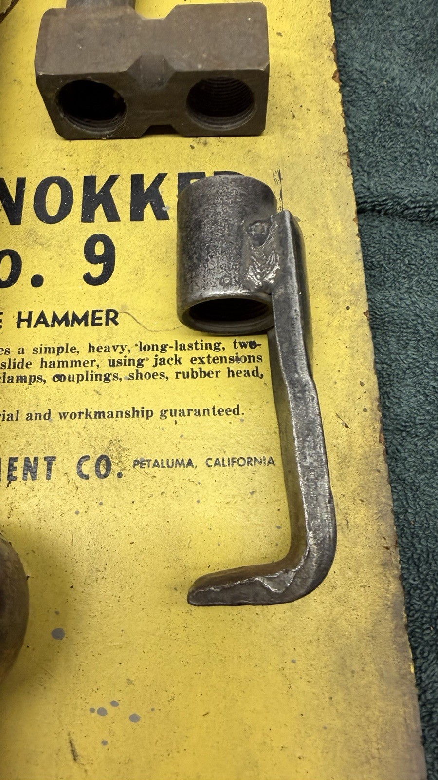 Vtg Morgan Manufacturing No.9 Nokker Kit Mounted on Board Slide Hammer Auto Body