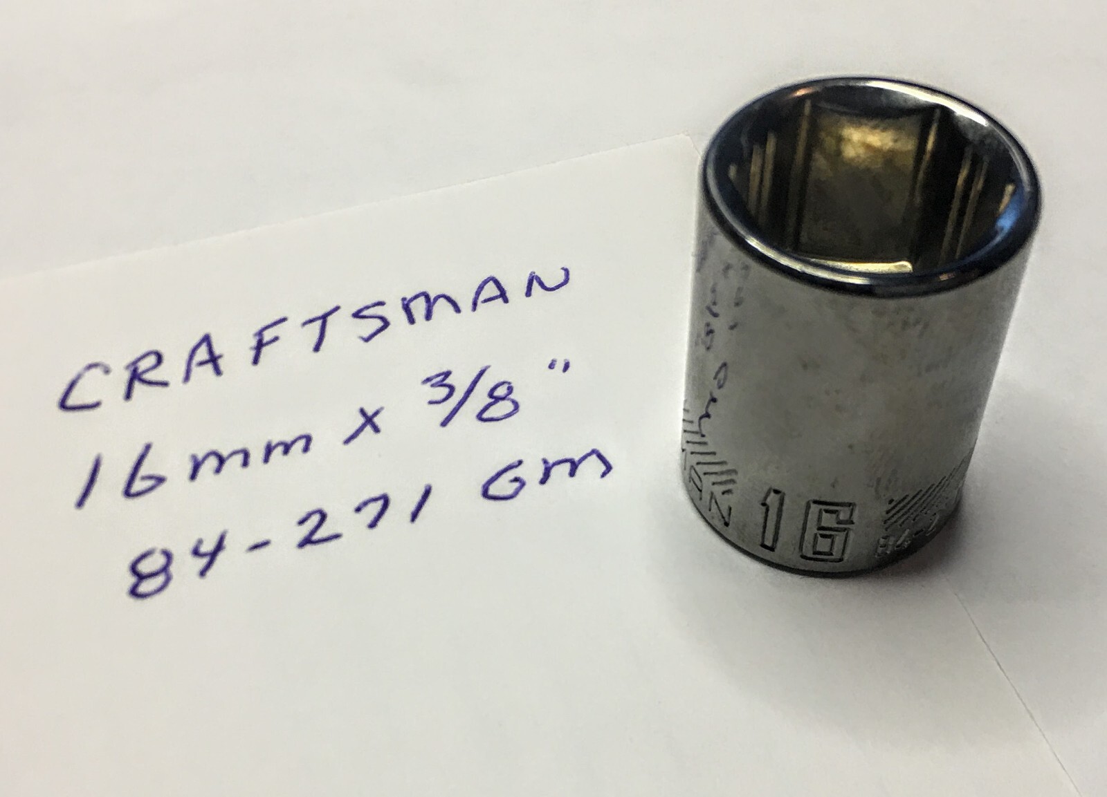 Craftsman  16mm x 3/8″ Dr Socket 84-271GM Gunmetal Chrome 6 Pt Free USA Ship