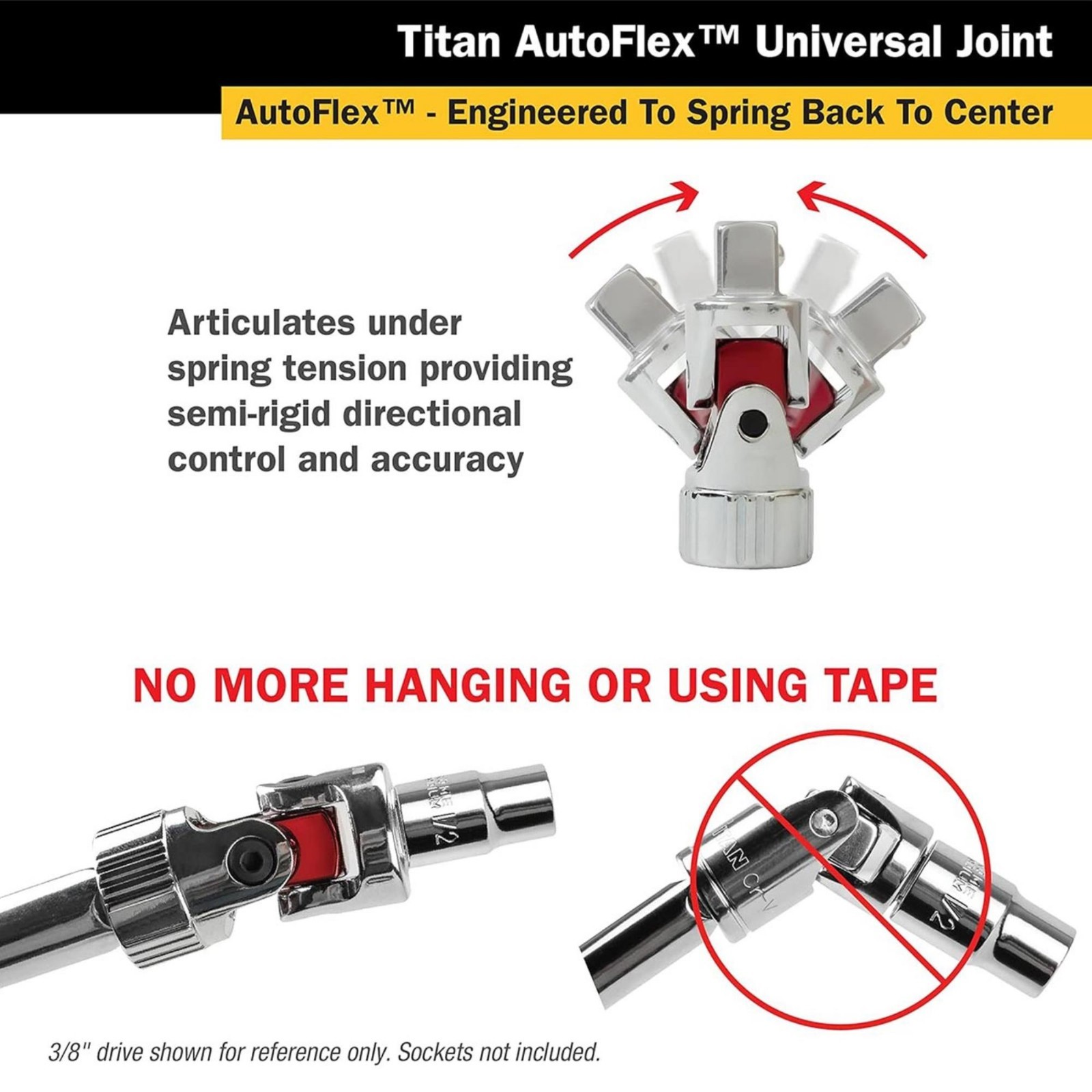 Titan 85505 3pc Spring Loaded Universal Joint Standard Socket Set