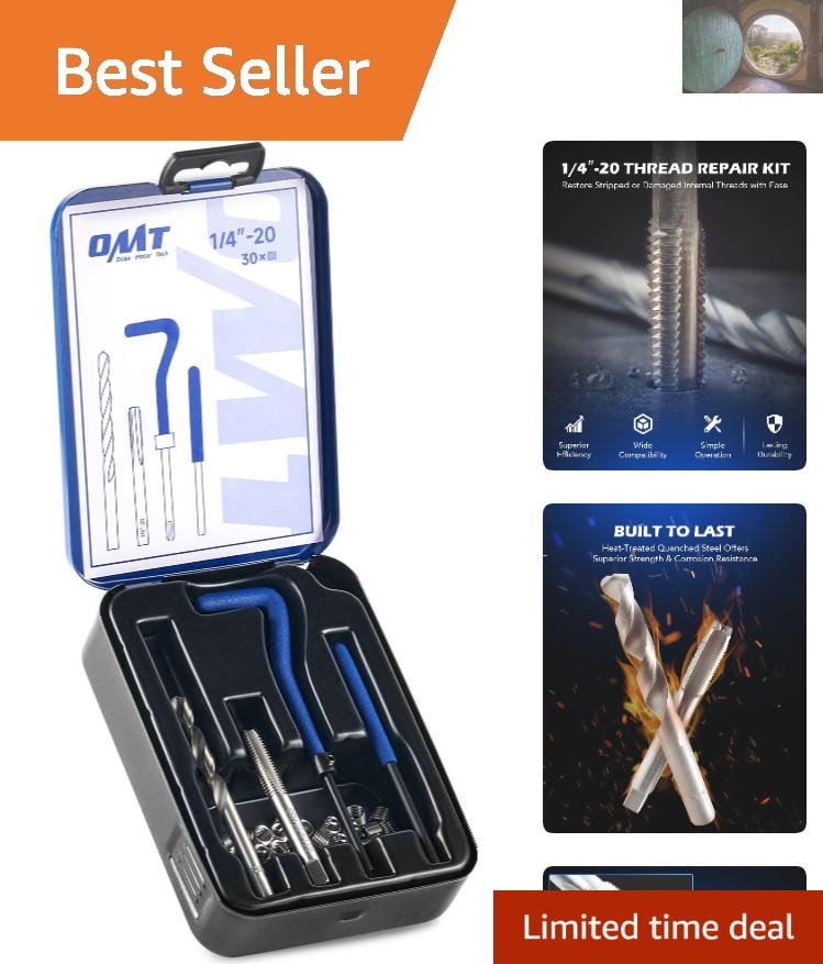 Versatile Thread Repair Kit 1/4″-20 for Aluminum, Steel & More – Compact & Handy