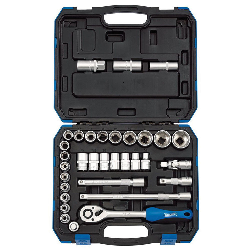 Draper 16363 1/2″ Sq. Dr. Combined MM/AF Socket Set (33 Piece)