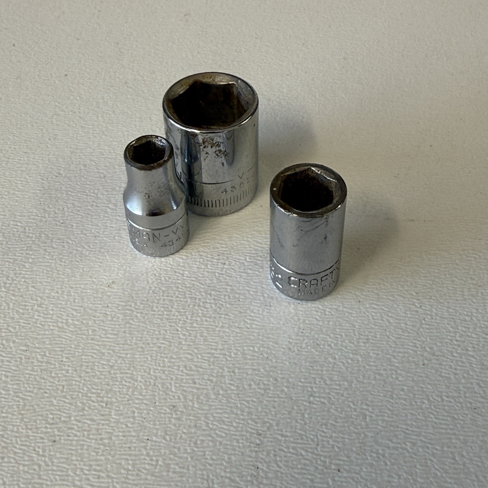 Vintage Craftsman Socket Lot of 3 – VV 43496 & 43492 – V 43514