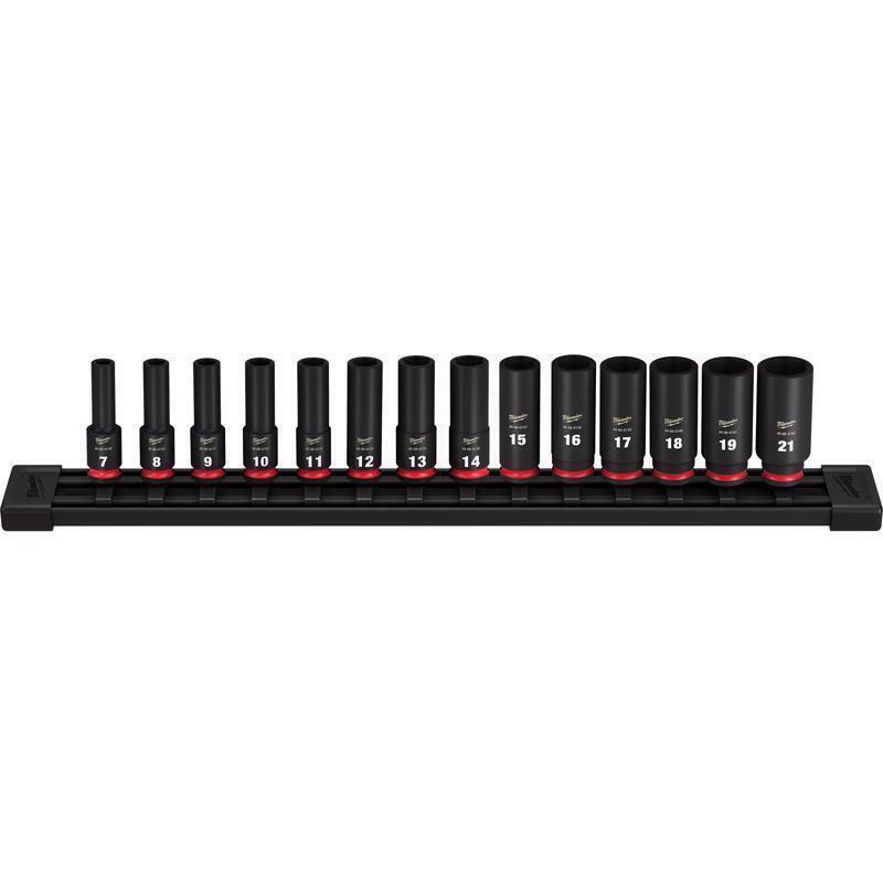 Milwaukee Shockwave 3/8 in. drive Metric 6 Point Impact Rated Deep Socket Set 14