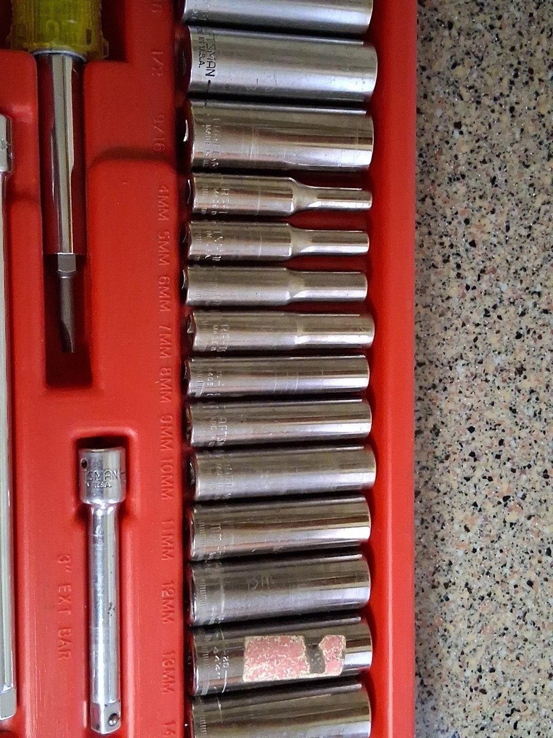 Craftsman Mechanics Socket Wrench Set Drawer Metric & SAE G, V, EE 1/4″ Dr