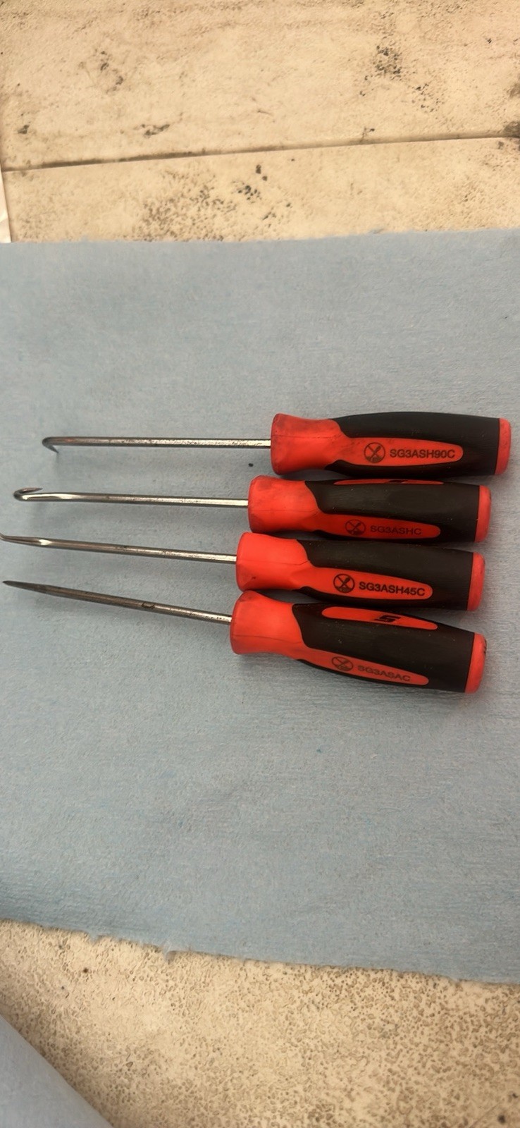 #bf005 Snap-On Tools SGASA204C 4 Piece Orange Mini Soft Grip Awl Hook Pick Set