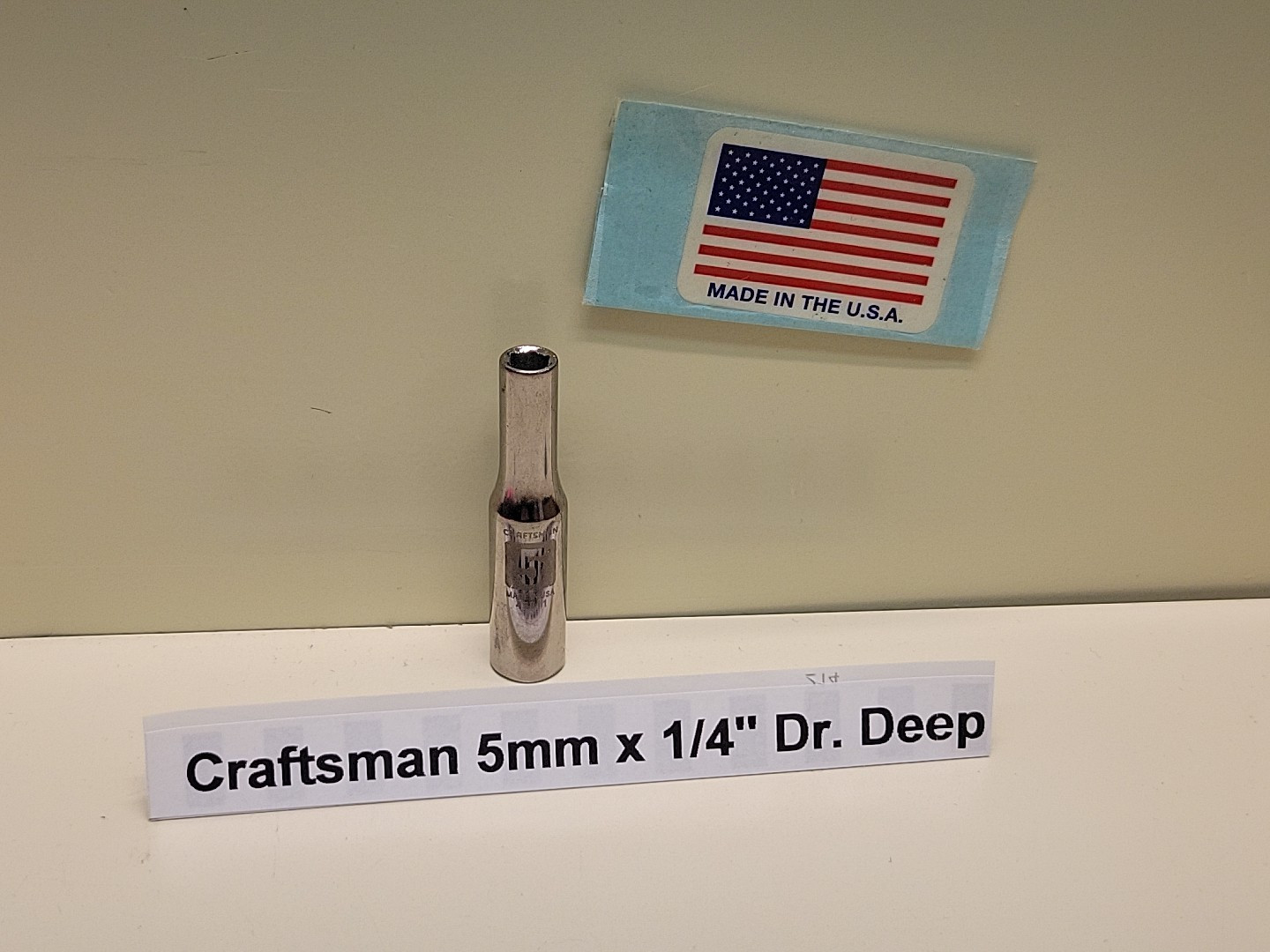 Craftsman 45911 5mm 6pt 1/4″ Drive Deep Socket Laser Etched NOS USA (Blemished)