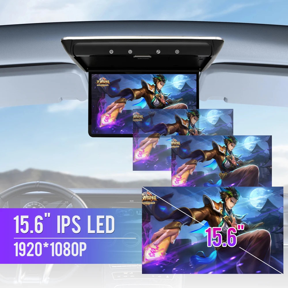 15.6 – Inch IPS Car Roof Flip – Down Multimedia Screen Monitor Overhead MP5