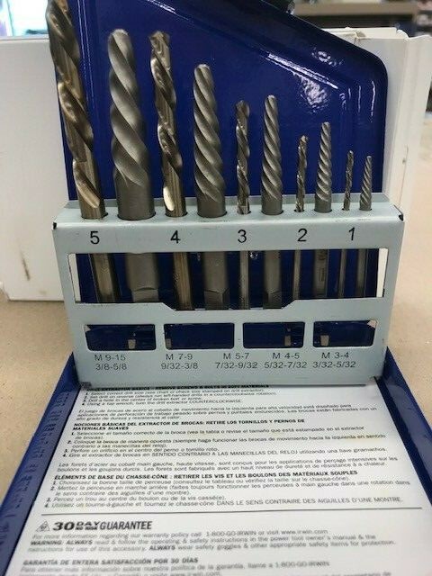 IRWIN HANSON #11119 SCREW EXTRACTOR SET WITH LEFT HAND COBALT DRILLS – NEW
