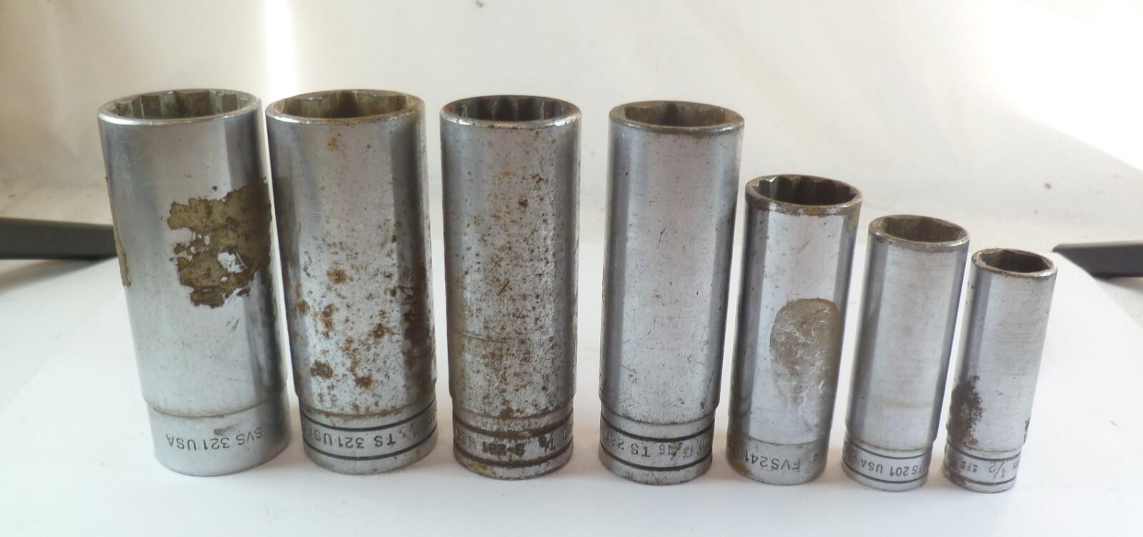 7pc Snap On Tools Deep Sockets Mixed Set – 4 are 1/2″ drive, 3 are 3/8″ drive