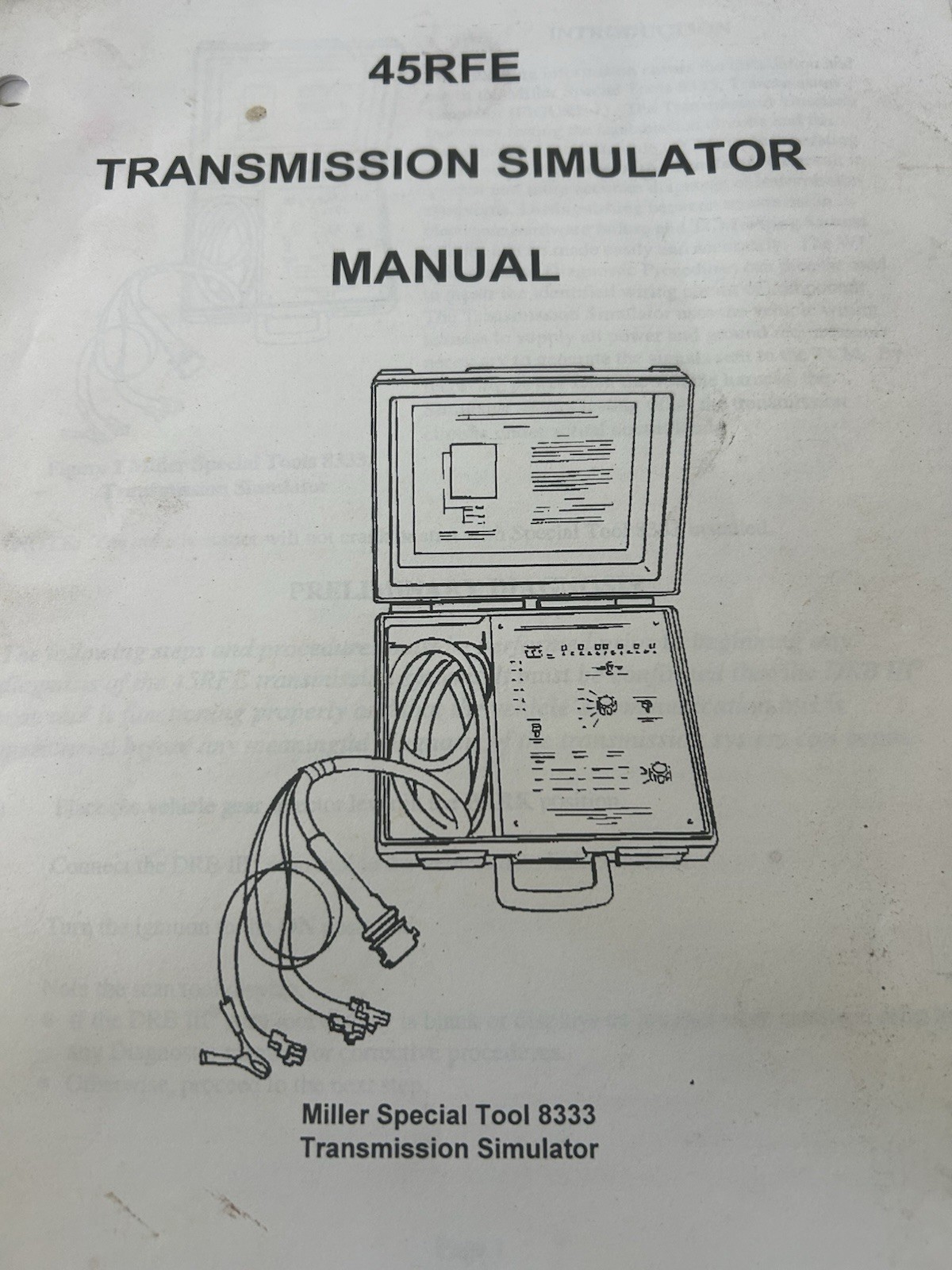 Miller Special Tool 833/45RFE Transmission Simulator Manual