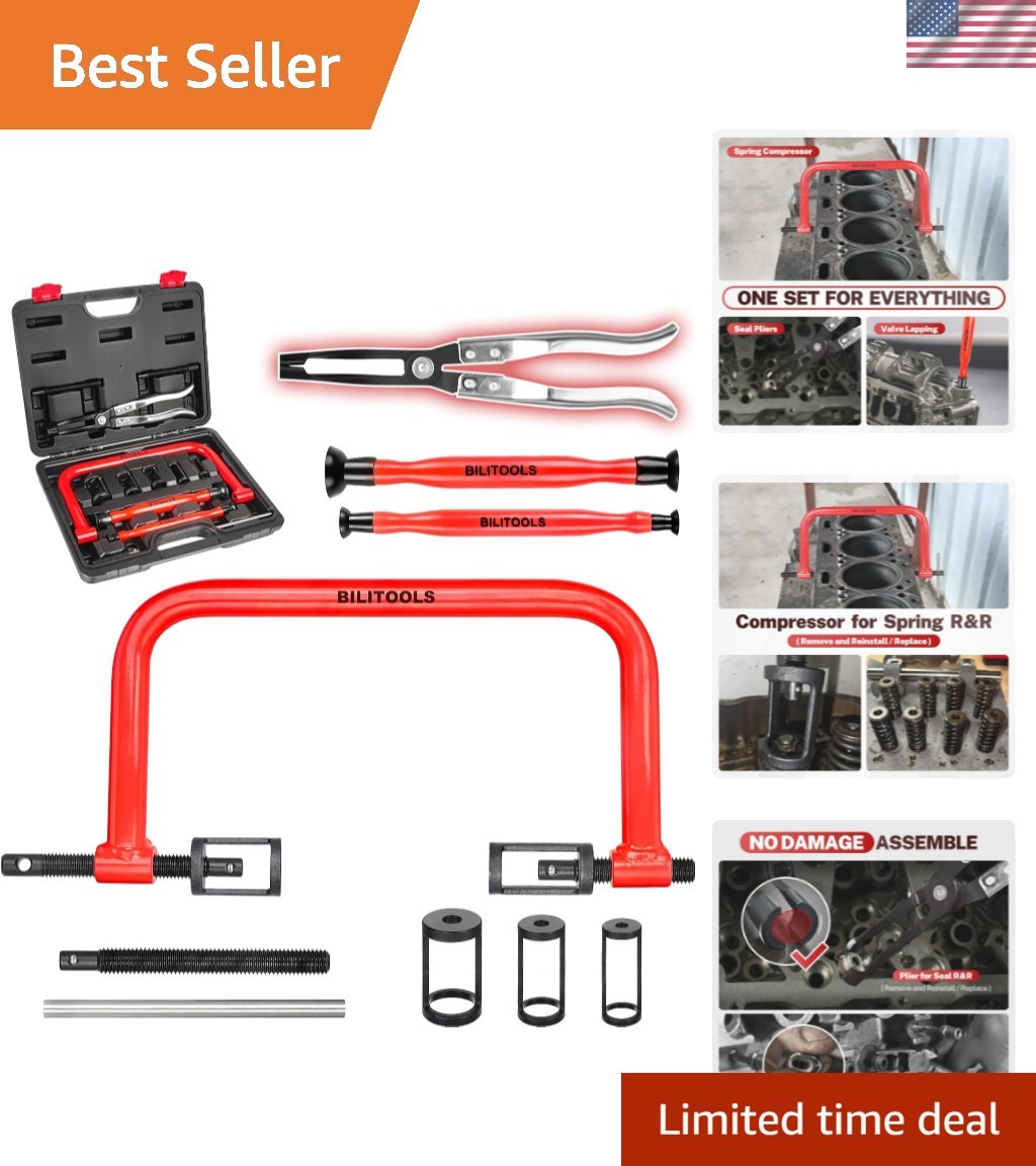 13-Piece Valve Spring Compressor Kit with Straight Plier for Easy Auto Repairs