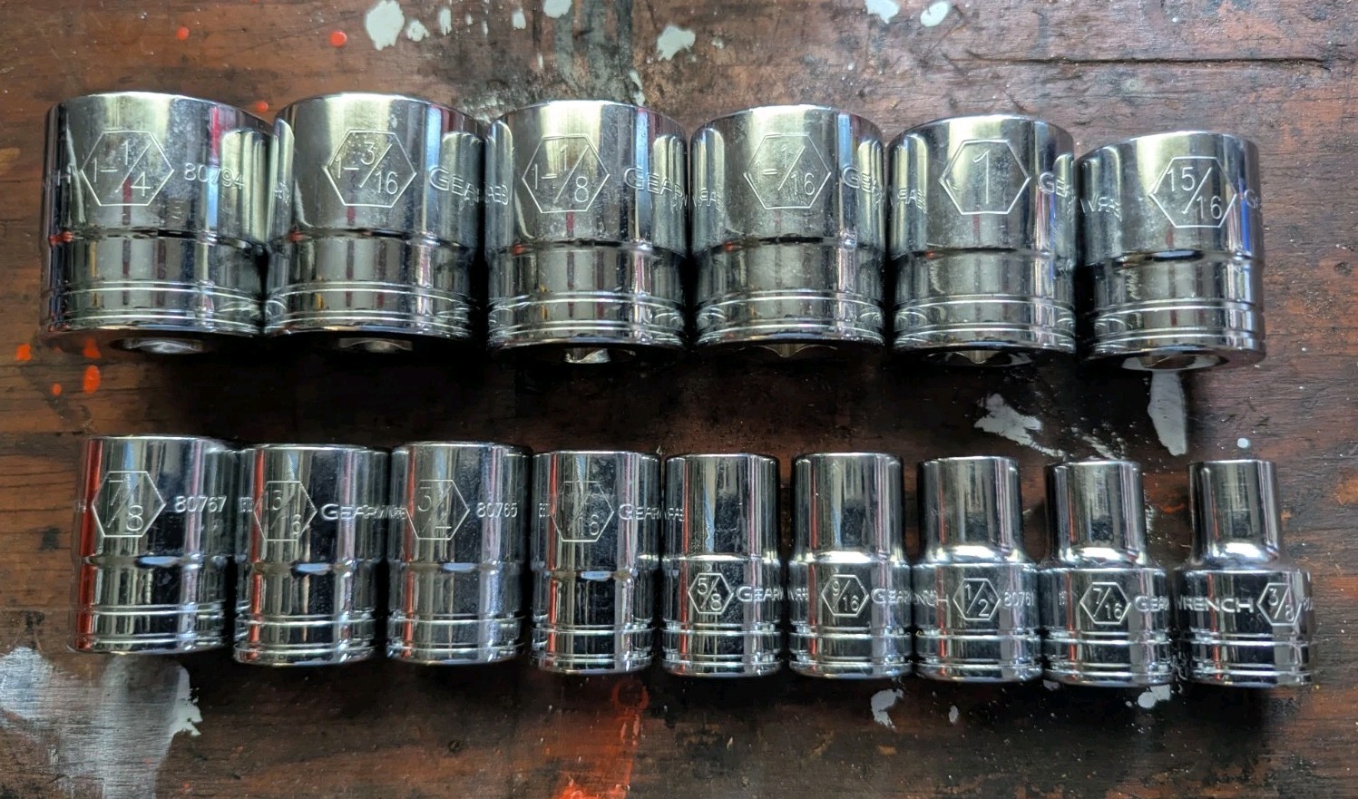 Gearwrench Socket Set. 15 Piece. 1/2″ Drive. 12 Pt. Sae 3/8″ – 1 1/4″