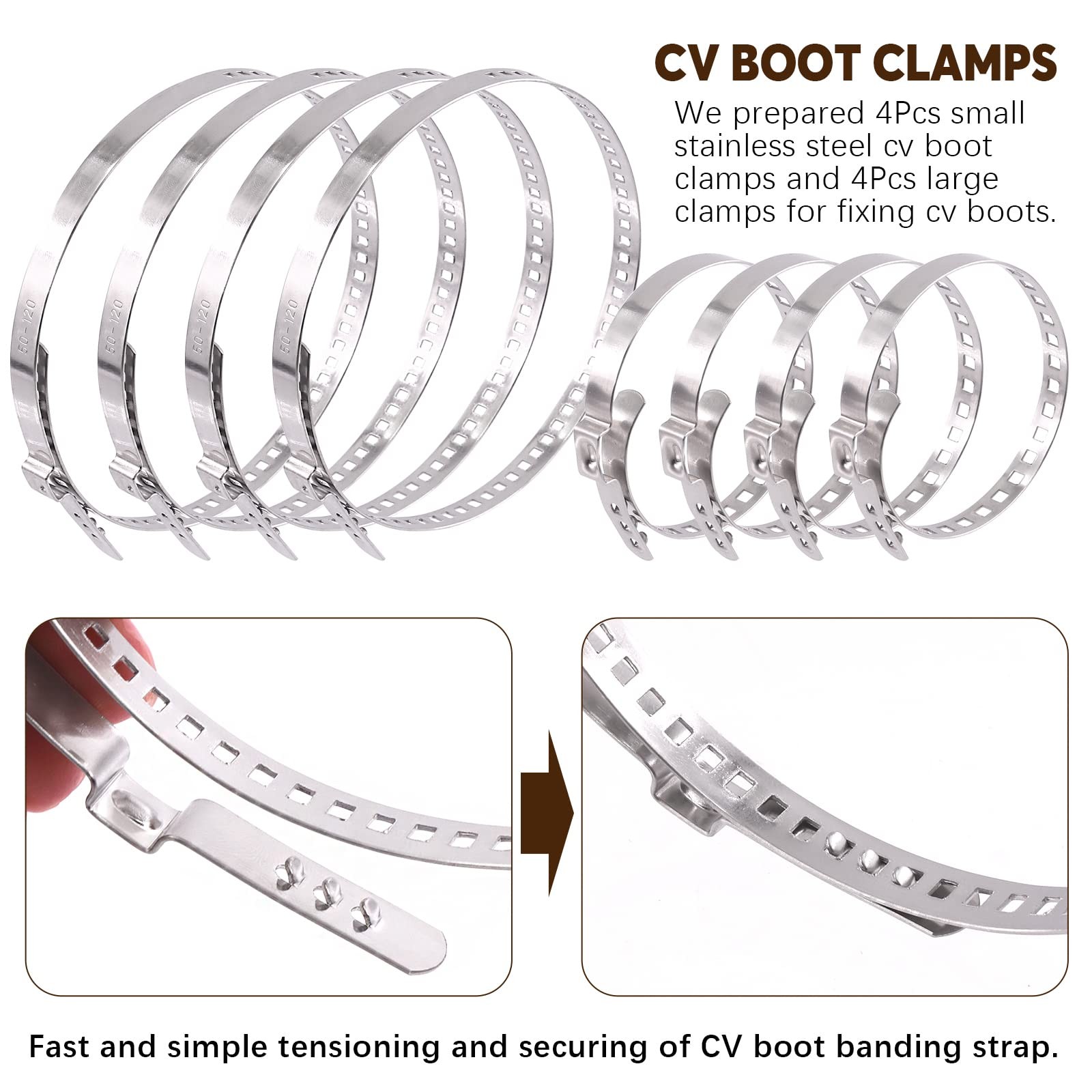 9Pcs Hose Clamp Pliers with CV Boot Kit, Small and Black, Red, Silver