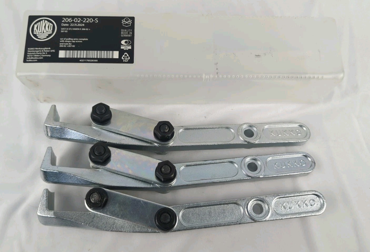 NEW Kukko Set of 3 Puller Legs w/Connecting Bars & Bolts – 206-02-220-S