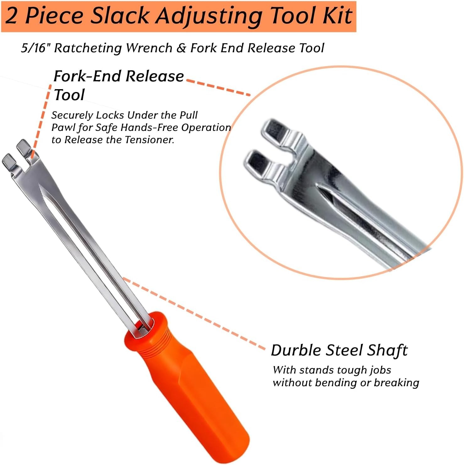Brake Adjustment Tool Set 5/16″ Ratcheting Wrench for Semi Trucks 2-Piece