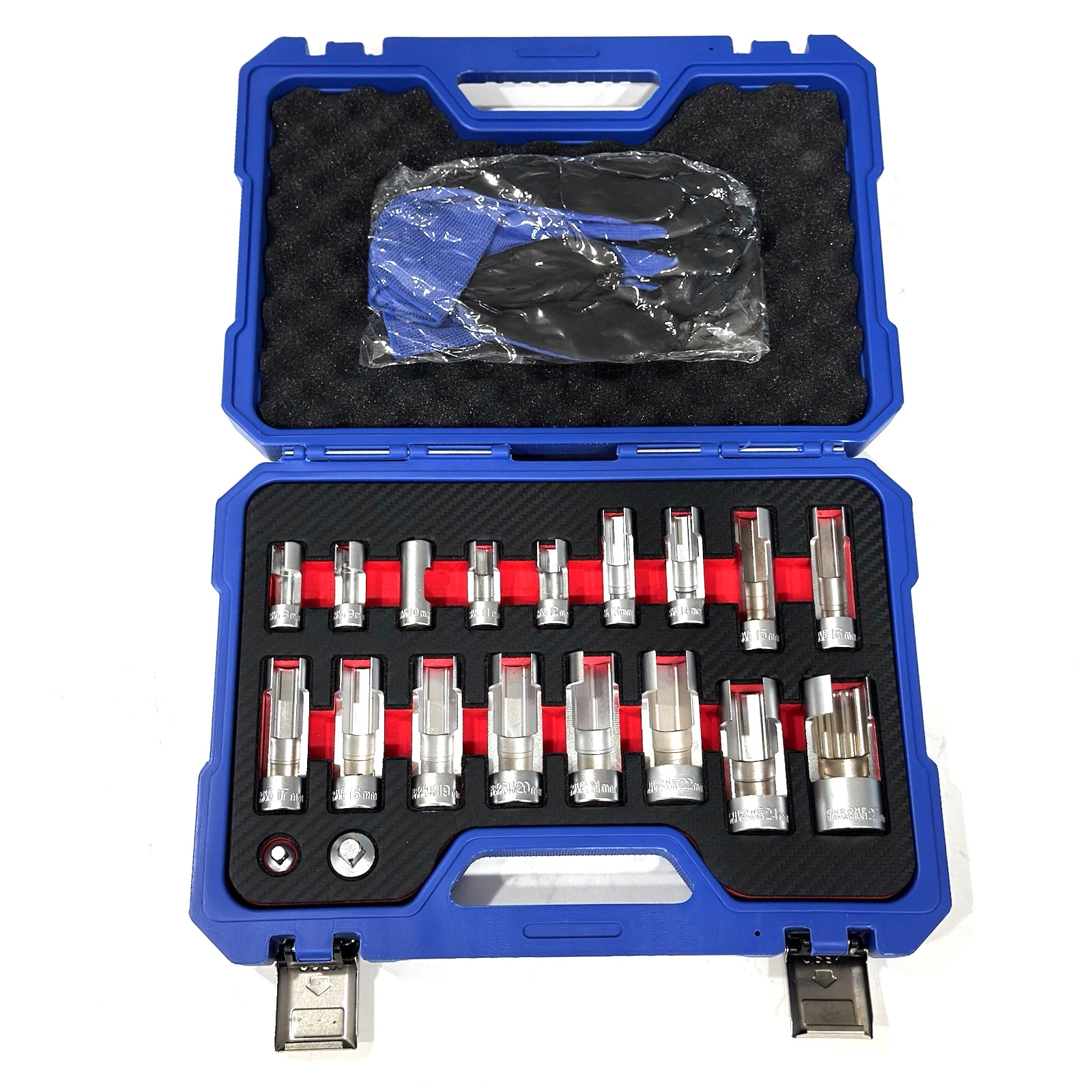 19PCS Diesel Injector Fuel Line Socket Set 8-27mm Flare Nut 3/8″ 1/2″ Drive, Glo