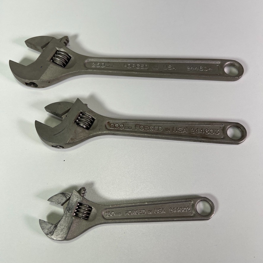 Vintage Craftsman Crescent Adjustable Wrench Tool Set (6, 8, 10 in) USA Lot (3x)