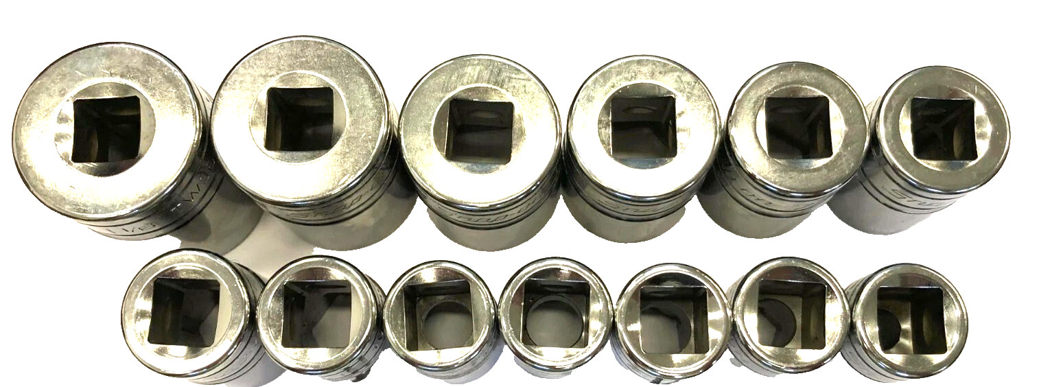 New Snap-on 1/2″ drive 3/8″ to 1 1/8″ 6-point Shallow Socket Set 313TWYA Unused