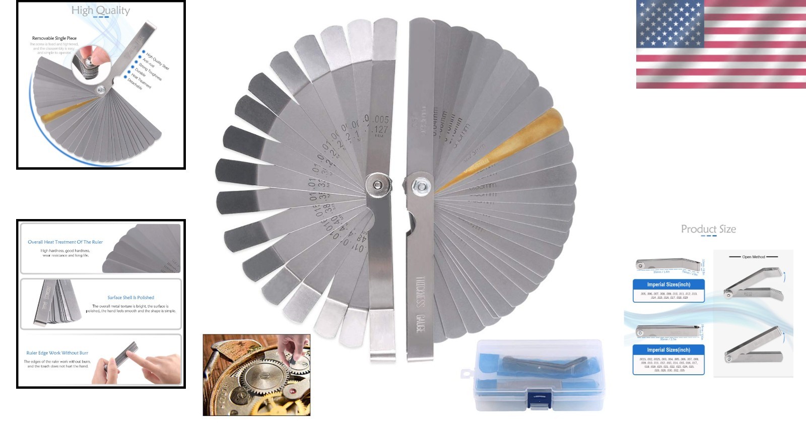 Professional 2 Pack Feeler Gauge Set – 32 Blades, Accurate Gap Measurement Tools