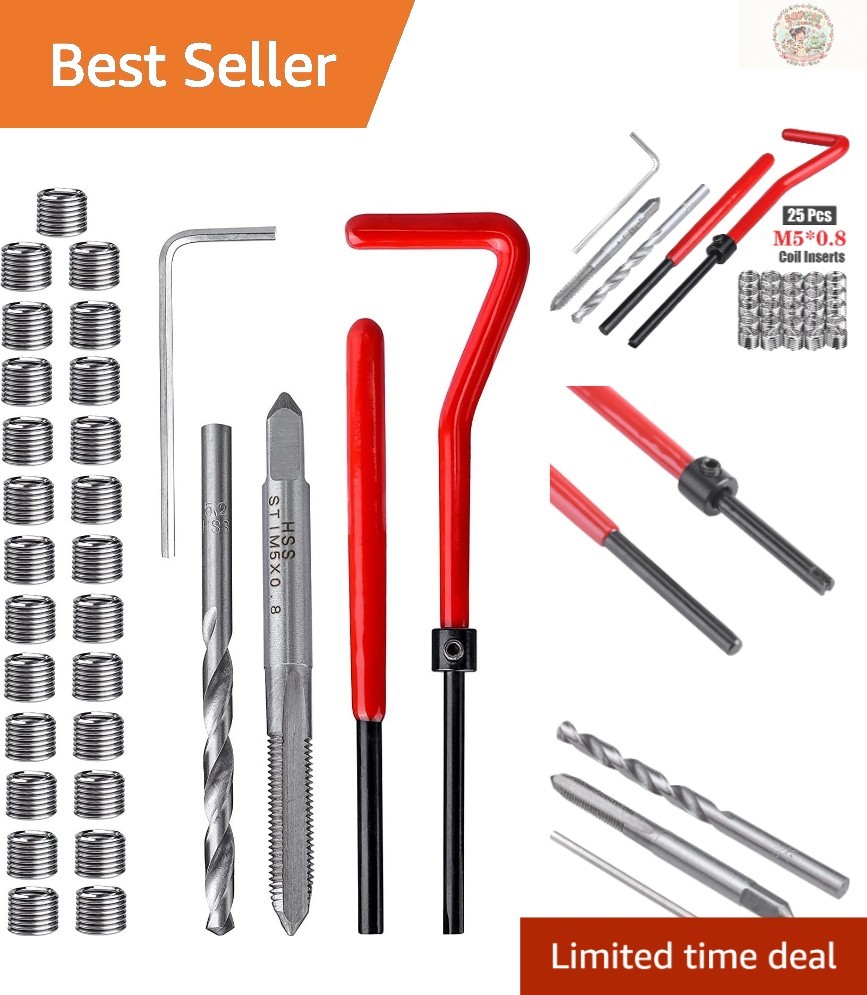 30-Piece M5 x 0.8mm Stainless Steel Thread Repair Kit for Automotive Excellence