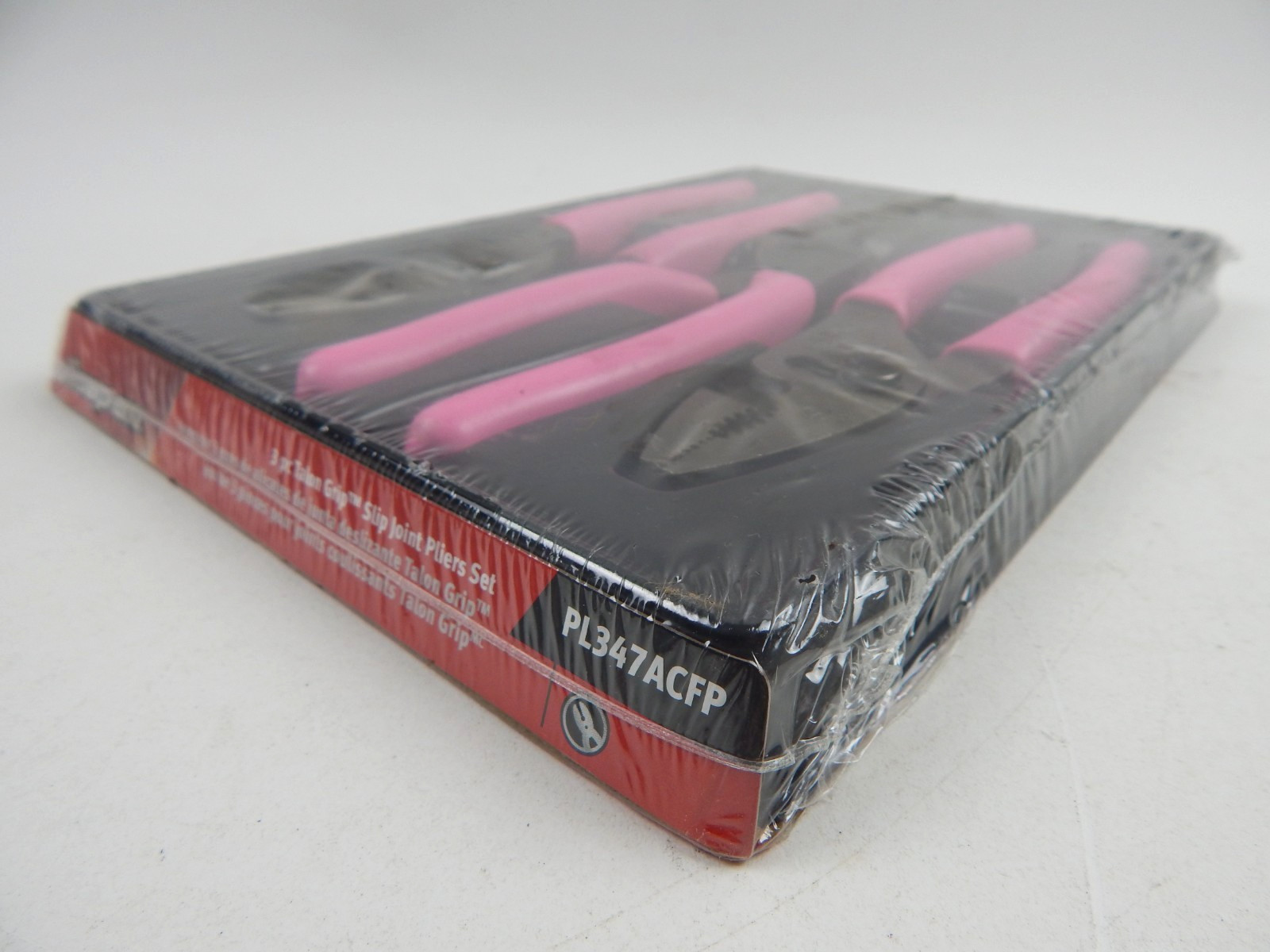 Snap-On NEW SEALED 3 Pc 8″ PINK Soft Grip Slip-Joint Pliers Set PL347ACFP