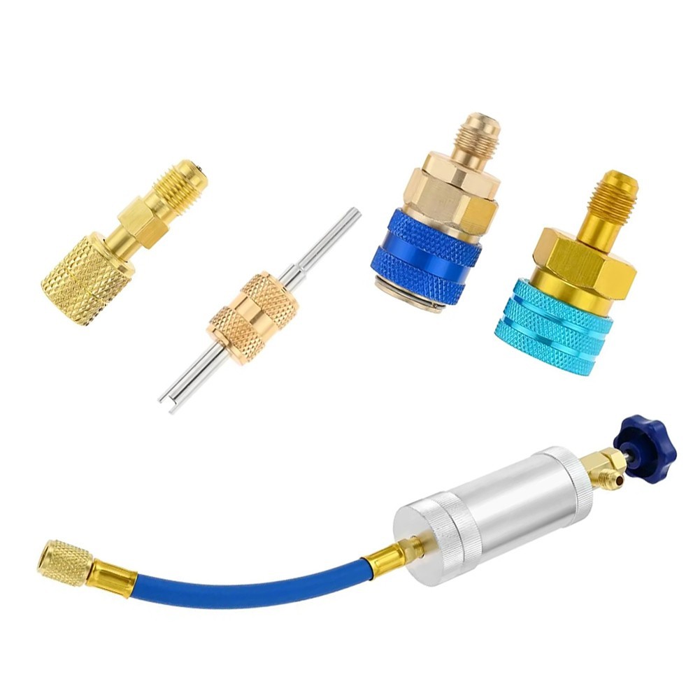 1/4 SAE Female Male Oil Injector Kit for R134A For R1234YF Air Conditioning