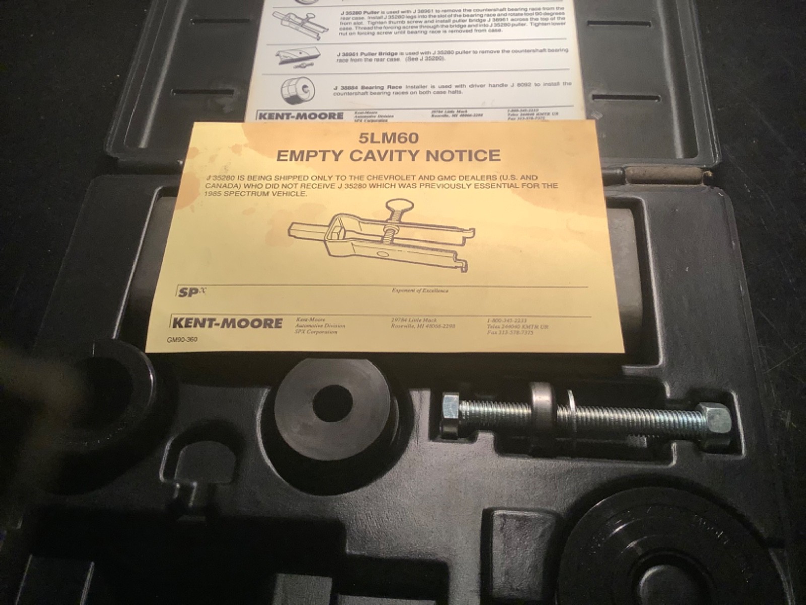 Kent-Moore 5LM60 ( HM-290) manual transmission 1991 Update service tool kit