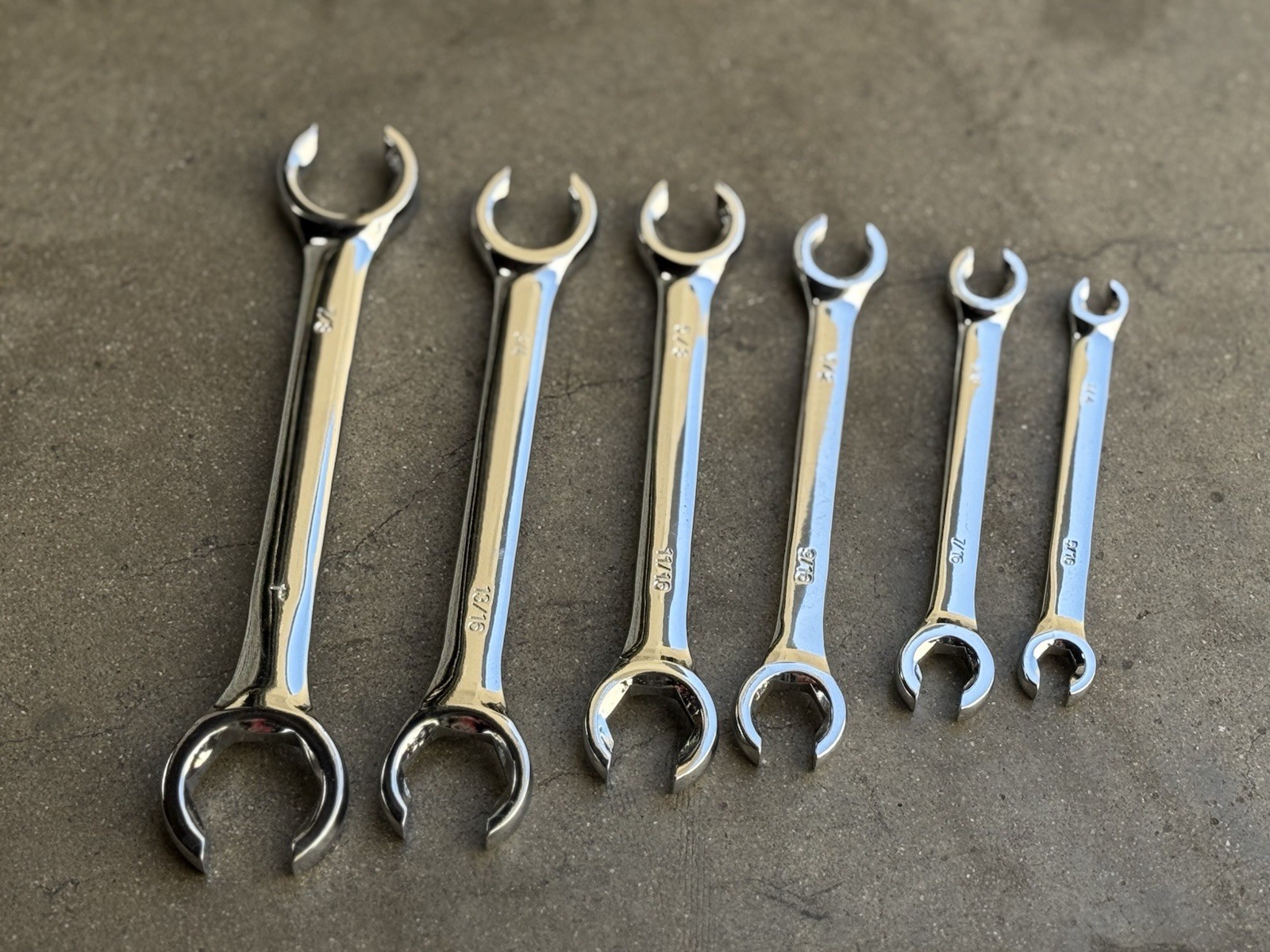 6pcs 1/4” To 1” SAE 15degree Offset Flare Nut Line Wrench Set HVAC Gas Lines