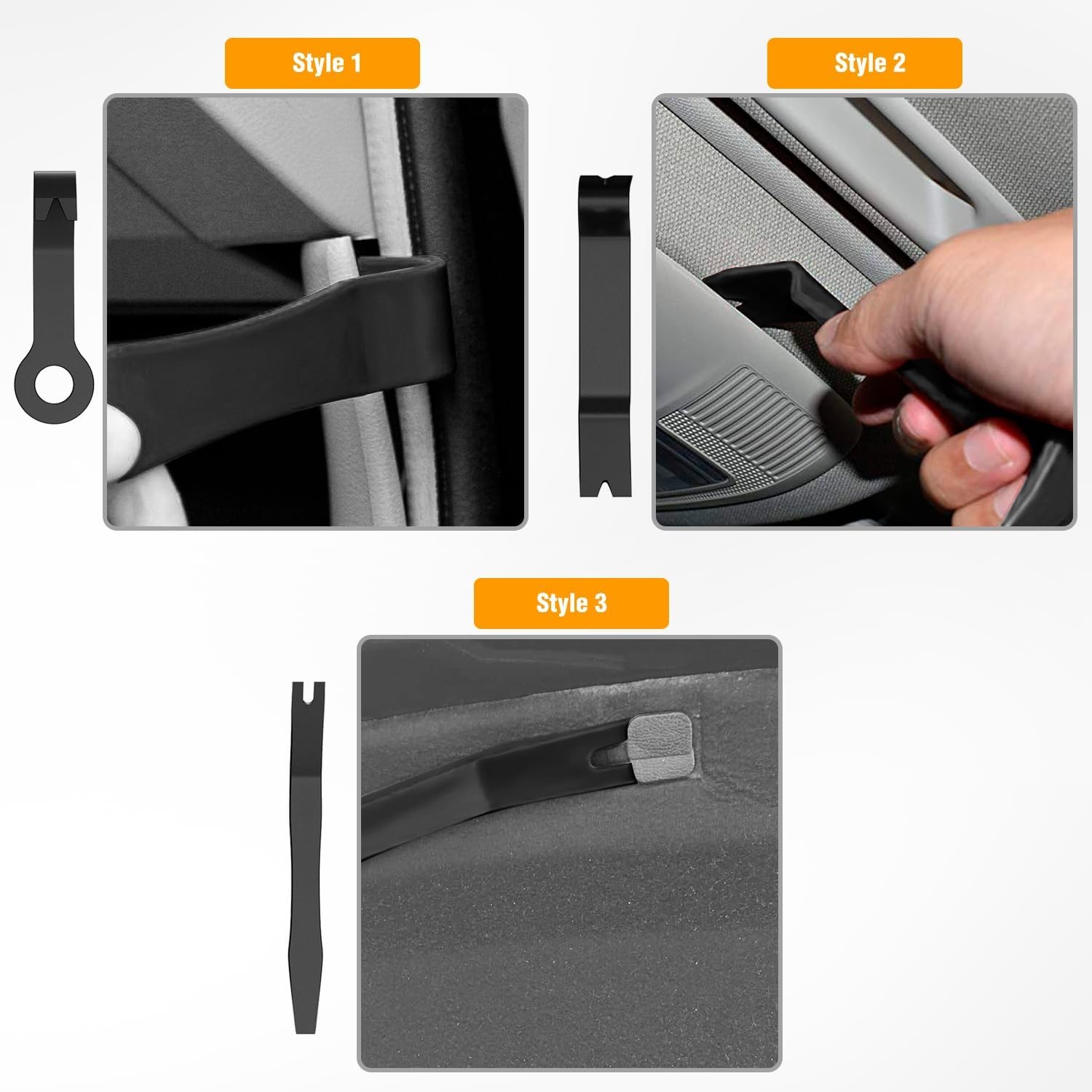 8PCS Trim Fastener Removal Tool Kit Universal For Car Audio Dash Panel-Black