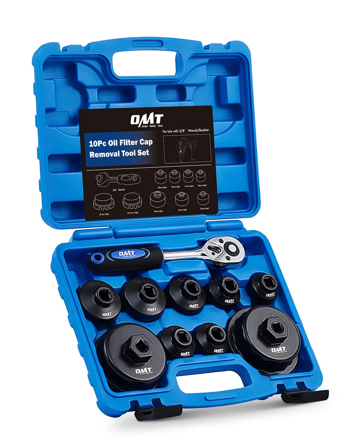 Orion Motor Tech Oil Filter Wrench Set, 10pc Oil Filter Socket Set, 3/8 Drive…