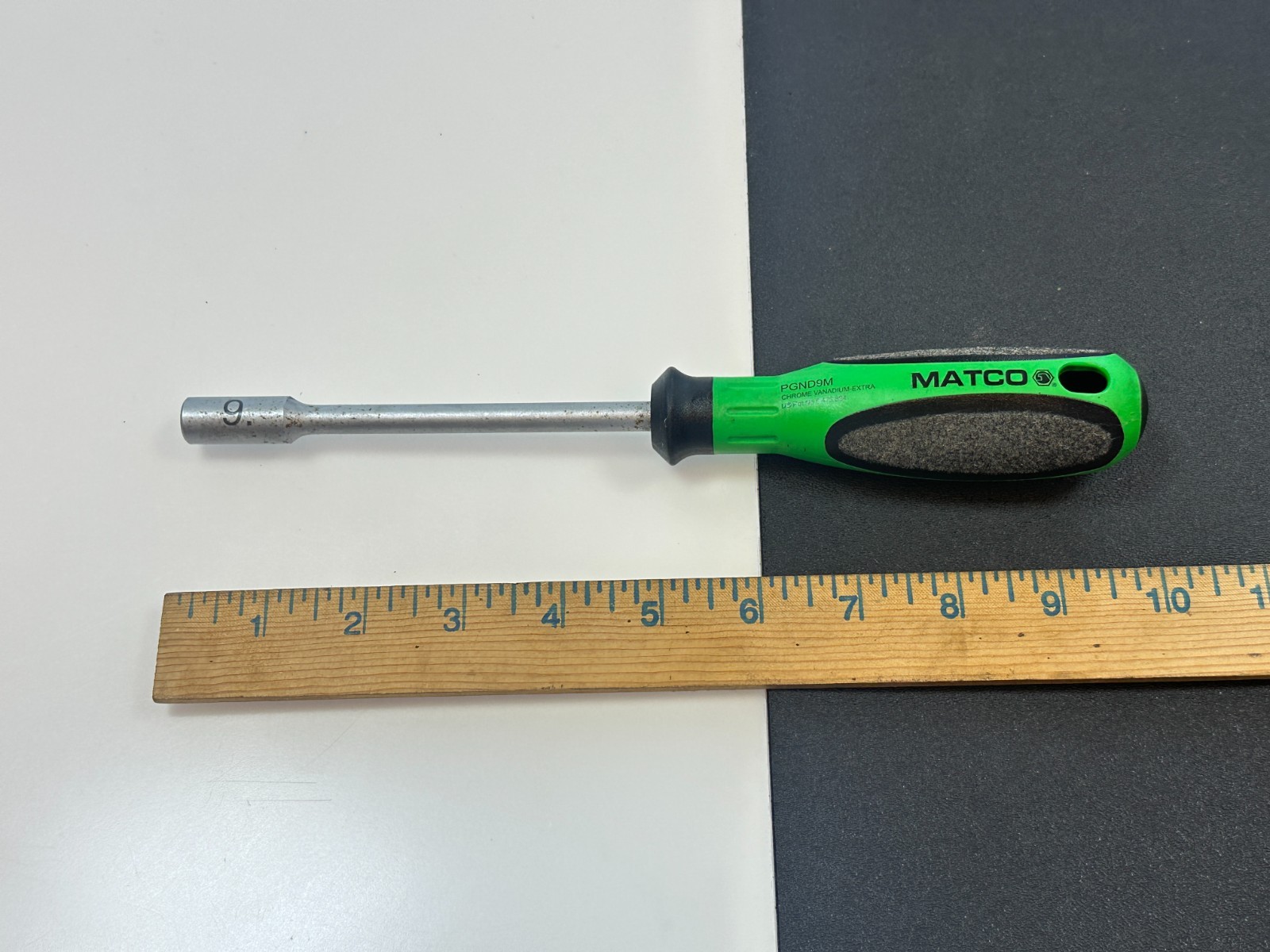 Matco Tools (Witte Germany) PGND9M Metric 9mm Nut Driver, Green Soft Grip, 10″ L