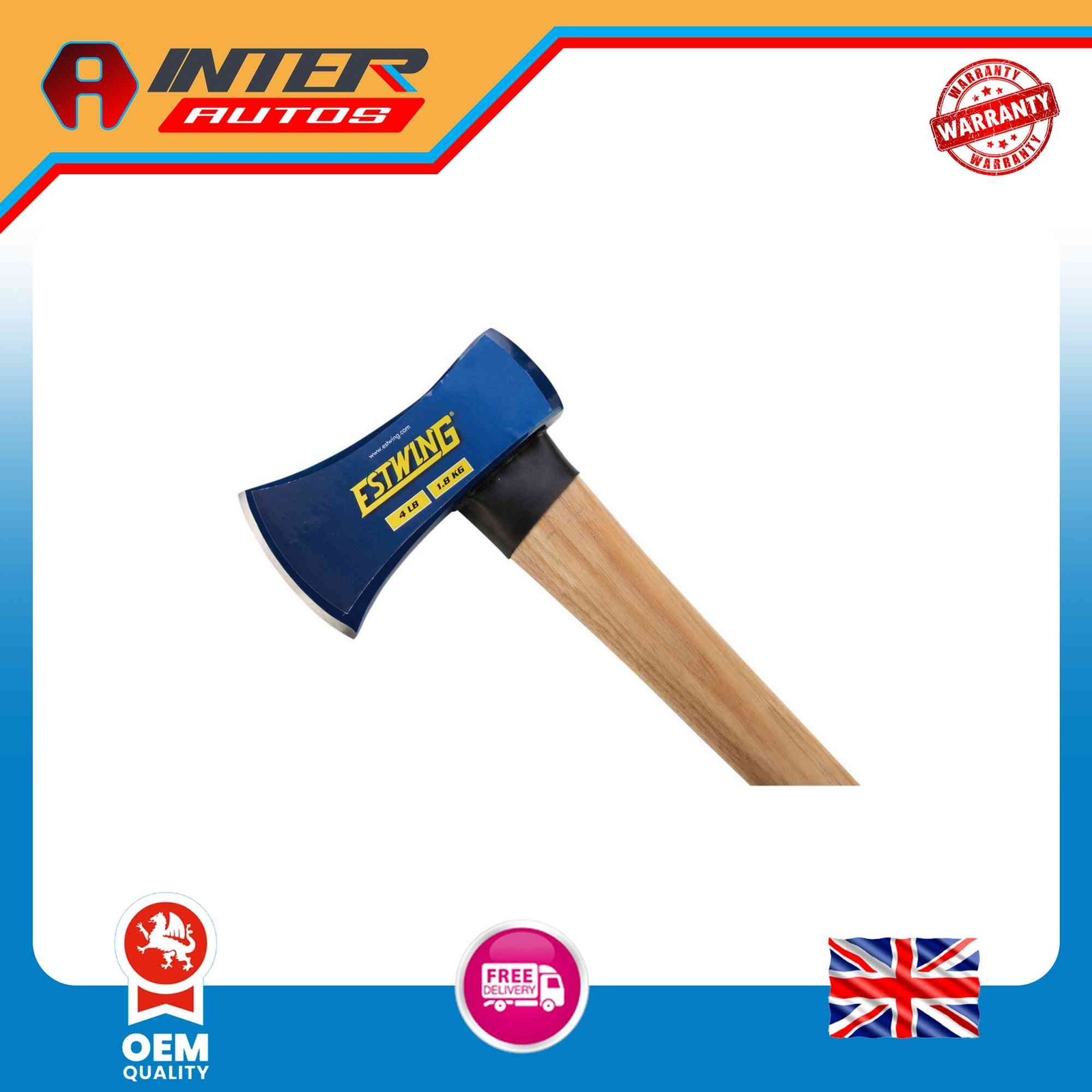 Estwing EAX-436W Axe with Hickory Shaft, 1.8kg/4lb 31625