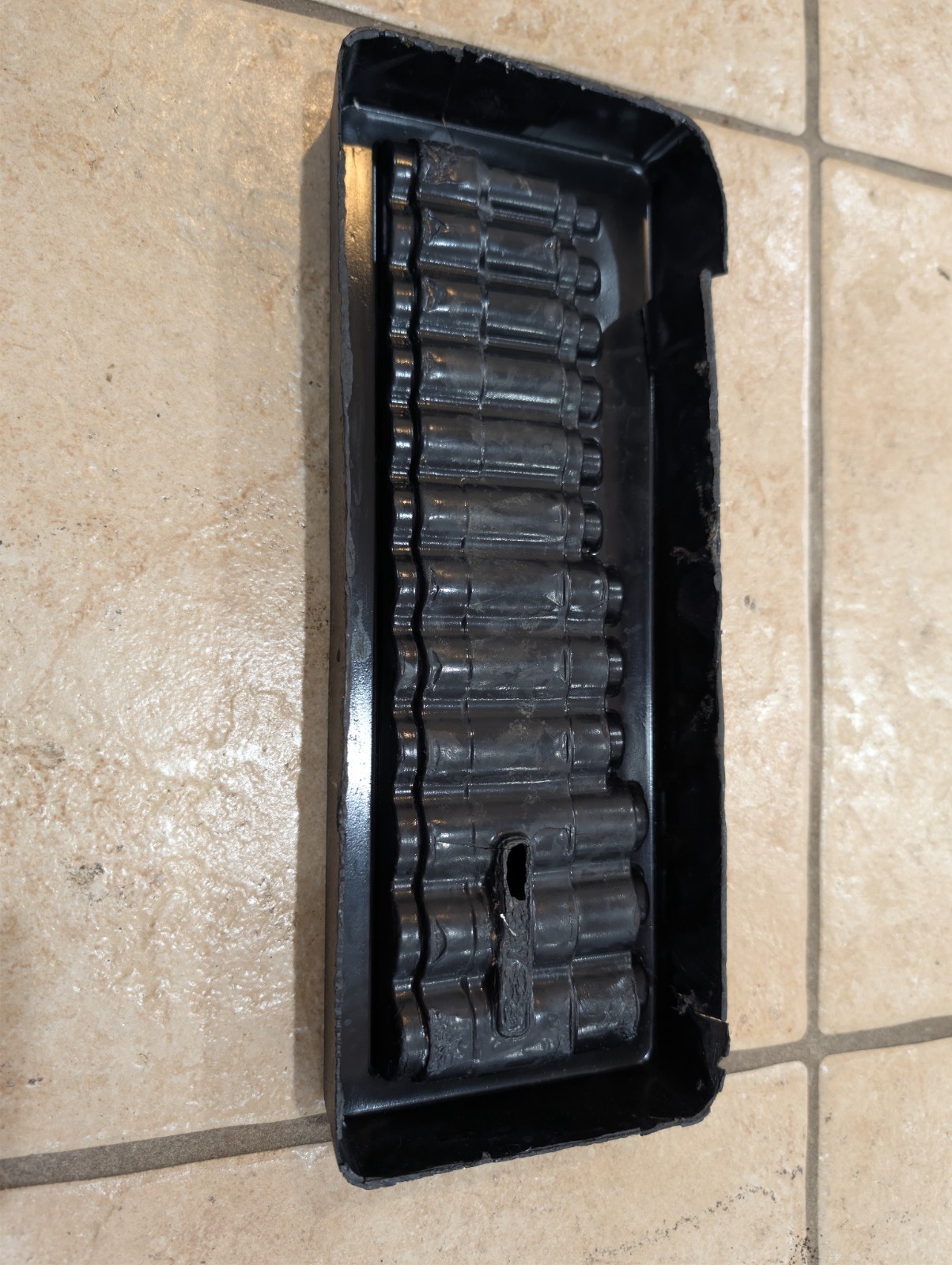 Snap On 3/8 Drive Deep Metric 6 Point Socket Incomplete Set USA Plastic Tray