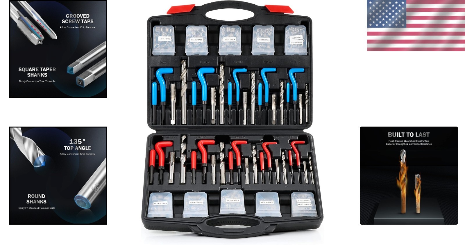 All-in-One Thread Repair Kit SAE & Metric – 304 Pieces, Heavy-Duty Rethreadin…