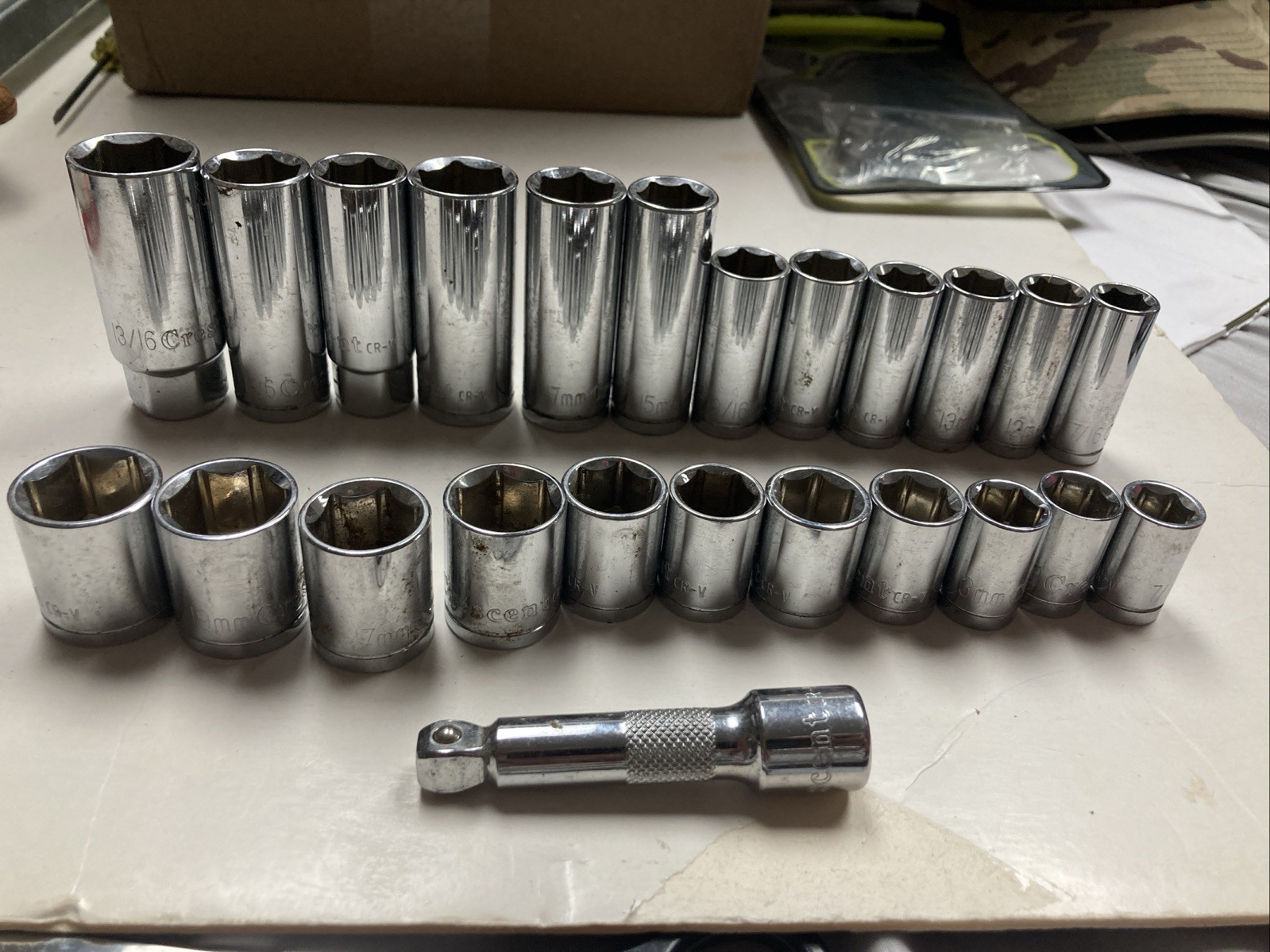 29 Sockets Crescent Sockets Mixed Lot Vintage Large Input Various Size See Pics