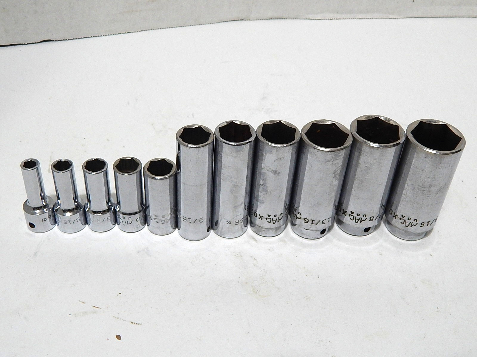 MAC TOOLS 3/8 DRIVE DEEPWELL SOCKET SET 11 PC 1/4-15/16 6 POINT