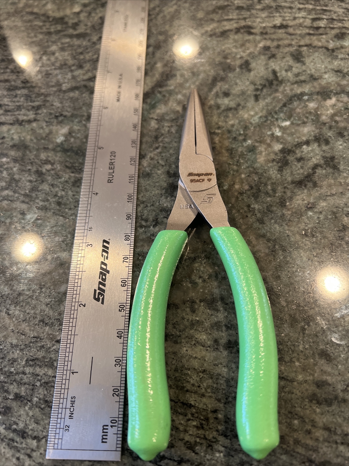 Snap-On 95acf 6″ talon grip needle nose pliers green