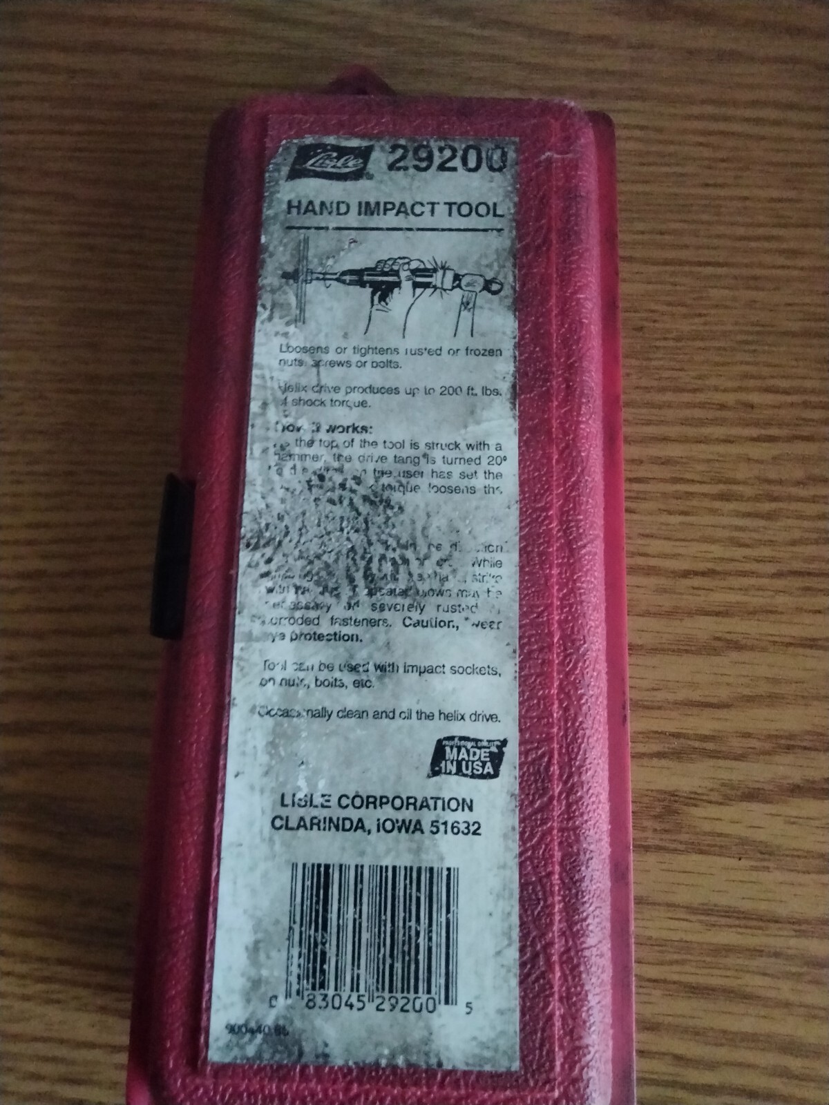Lisle 3/8″ Impact Tool Set #29200 Complete With Red Case and 5 Bits