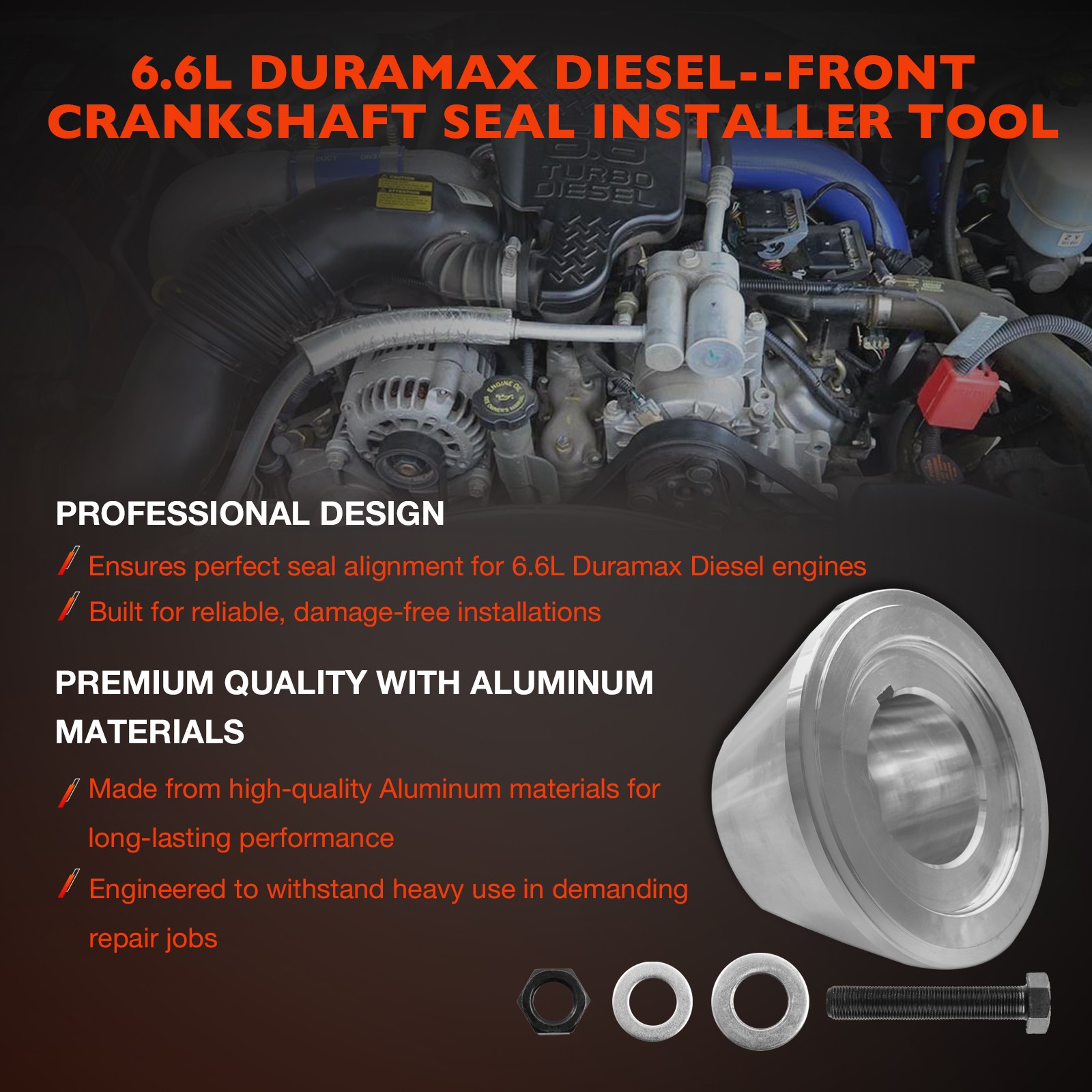 6.6L Duramax Front Crankshaft Seal Wear Sleeve Installer Tool Fits Isuzu J-44645