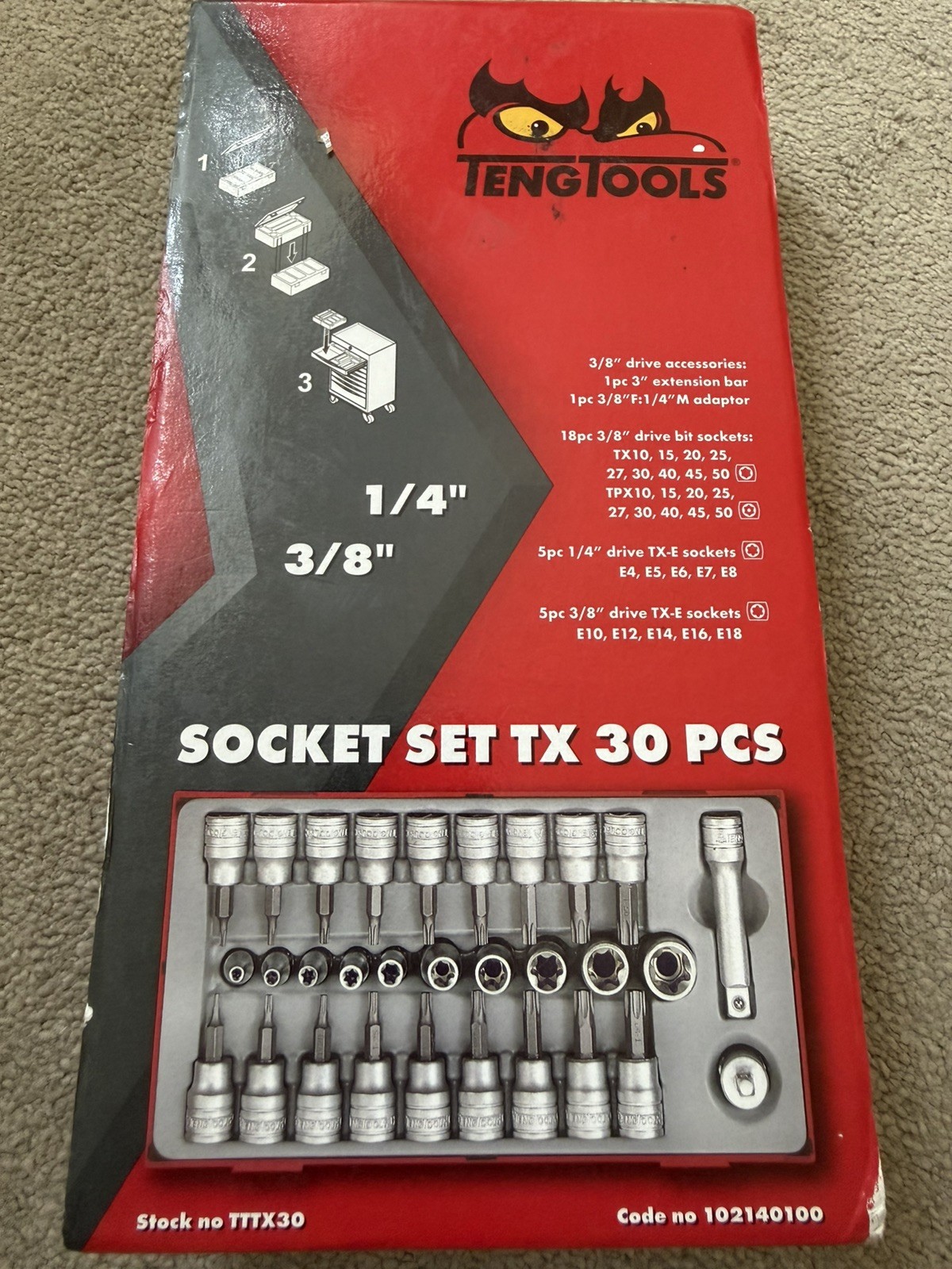 Teng TTTX30 3/8″ Drive Torx Bit Socket & Torx Socket Set – Male & Female