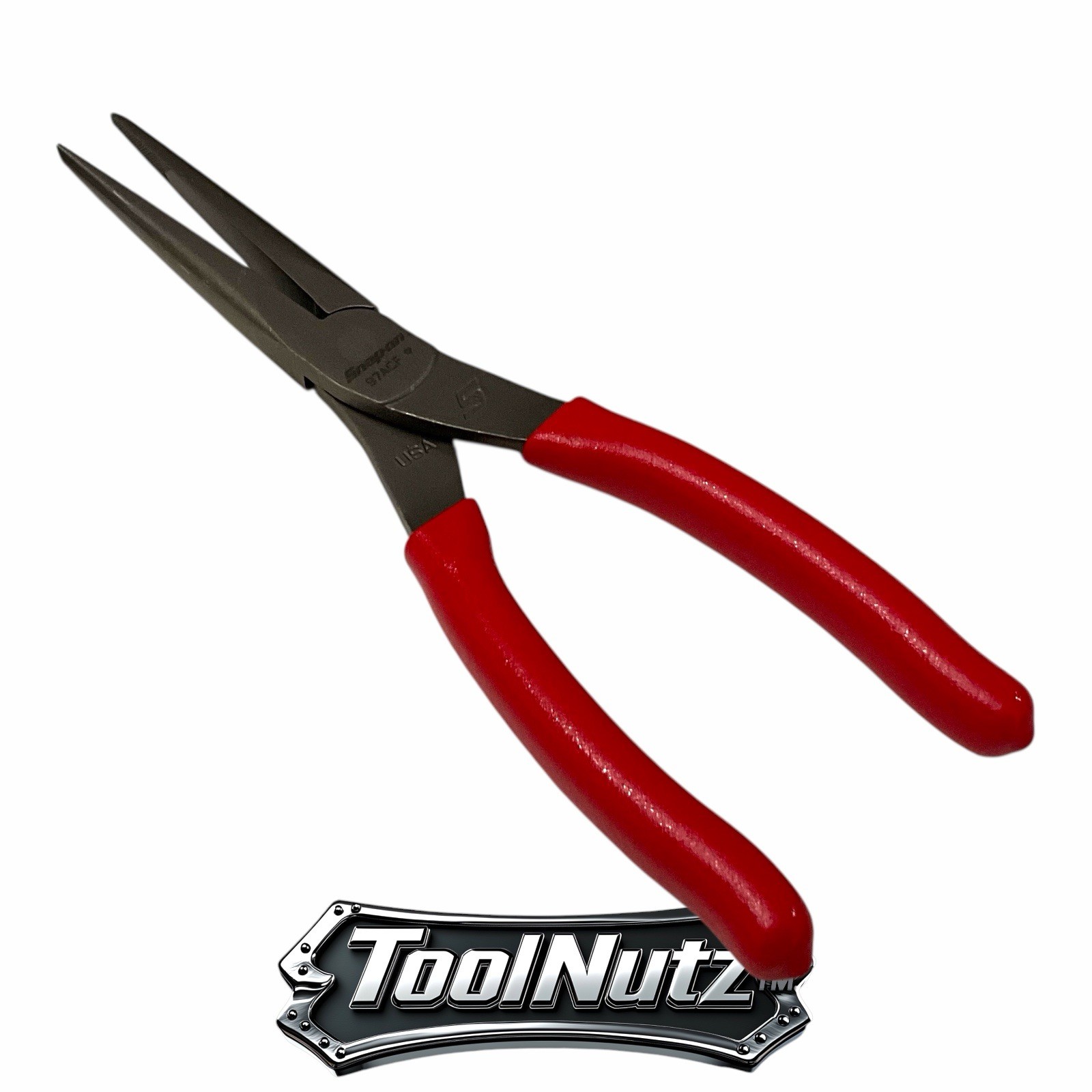 Snap-on Tools NEW 97ACF 9″in. RED Soft Grip Rounded Jaw Needle Nose Pliers USA