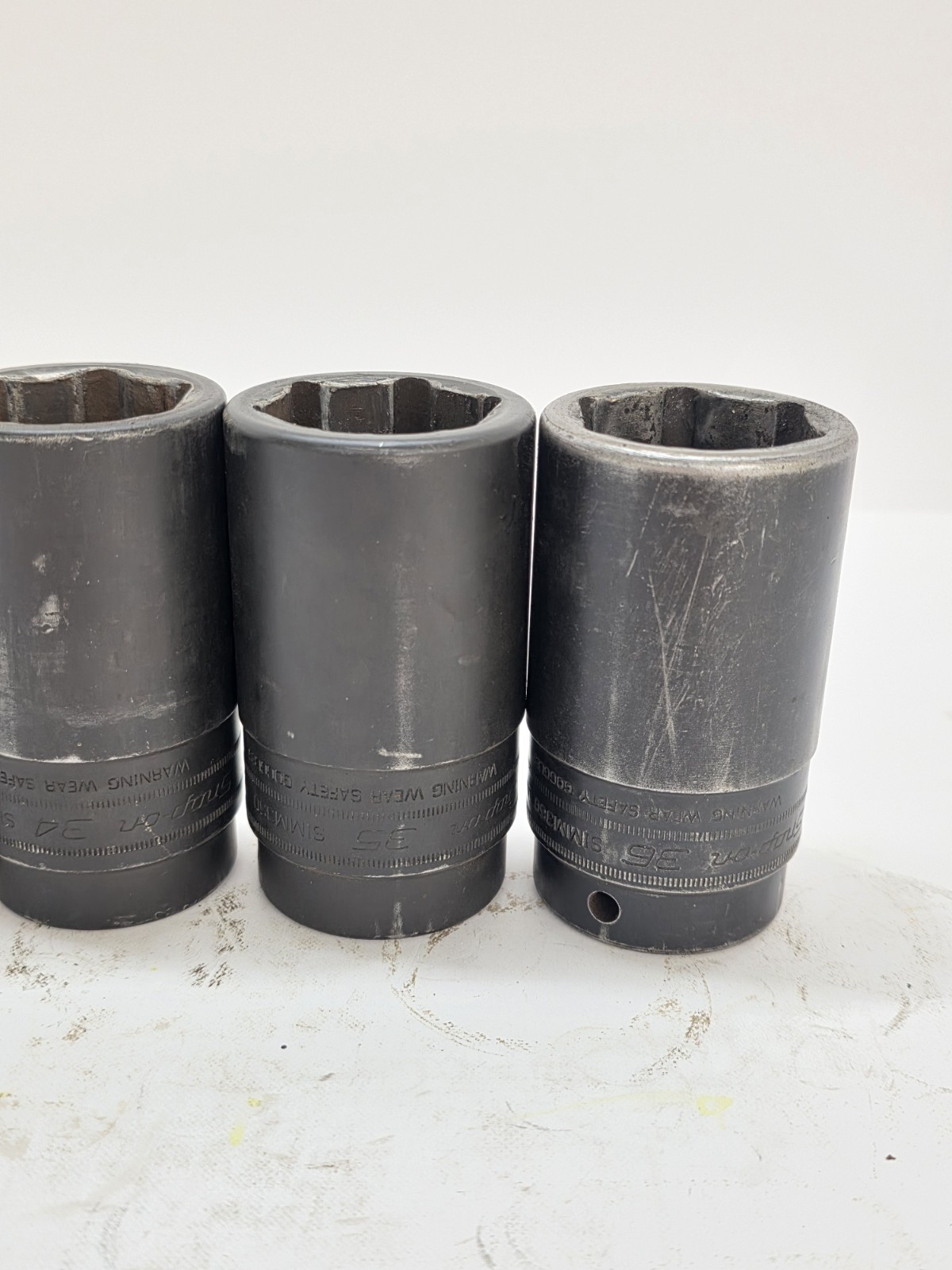 Snap-on 1/2 Drive Sockets 30,32,34,35,36mm Deep Impact 5pc Socket Set Usa