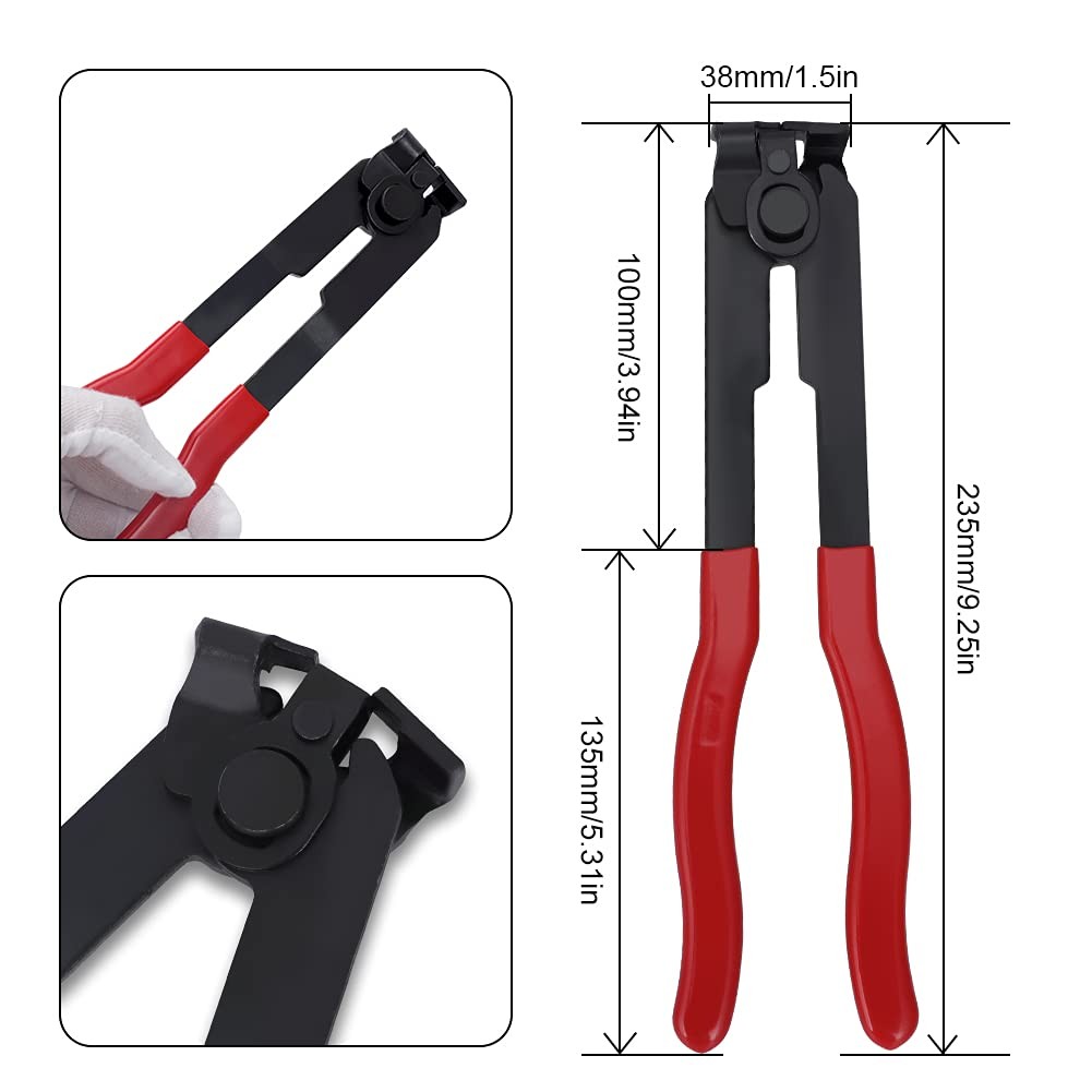 CV Joint Boot Clamp Pliers Kit With 24 Crimp Bands Auto Banding Tool Red