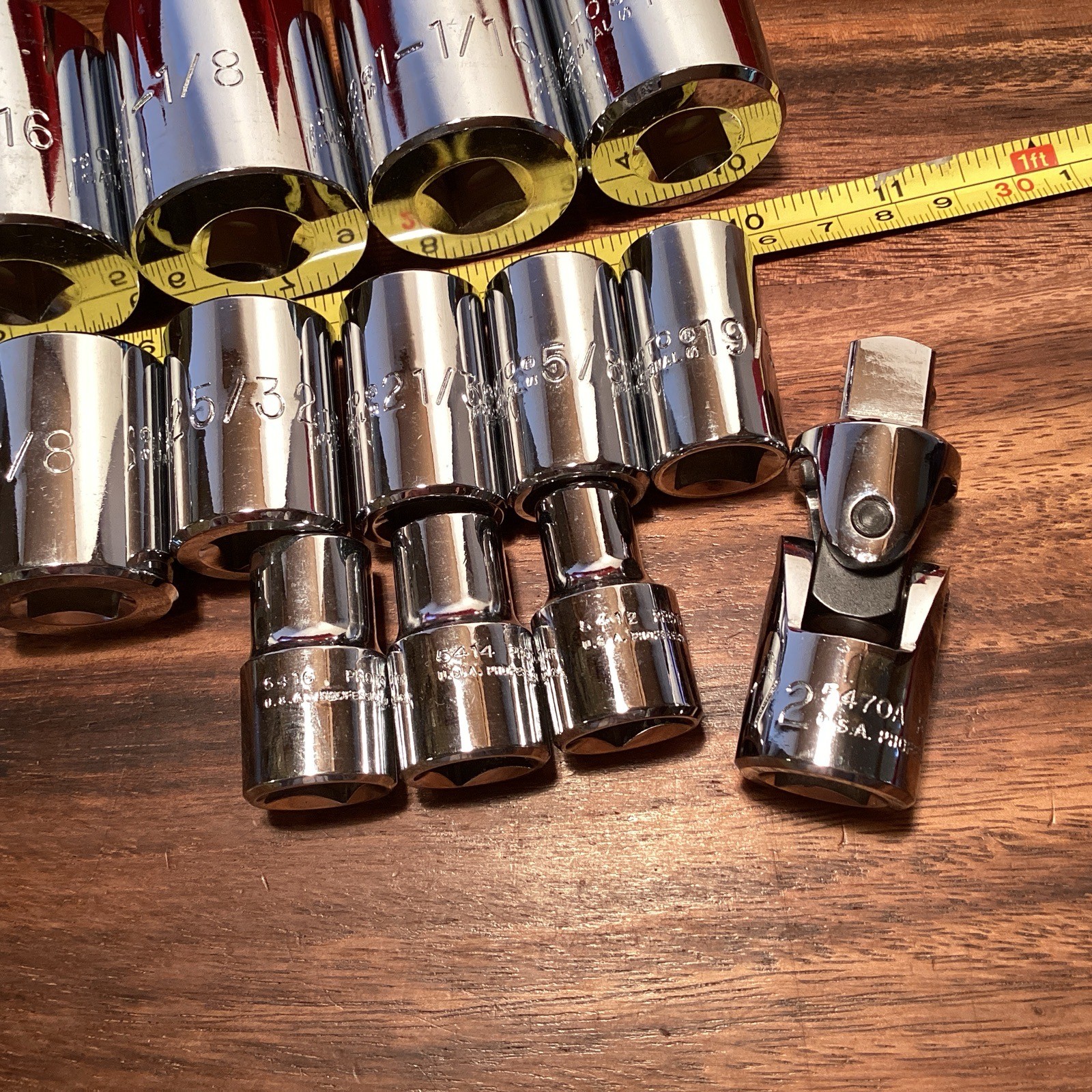18-pc. PROTO TOOLS 1/2” DRIVE PROFESSIONAL SAE SOCKET SET, 12-POINT, METAL CASE