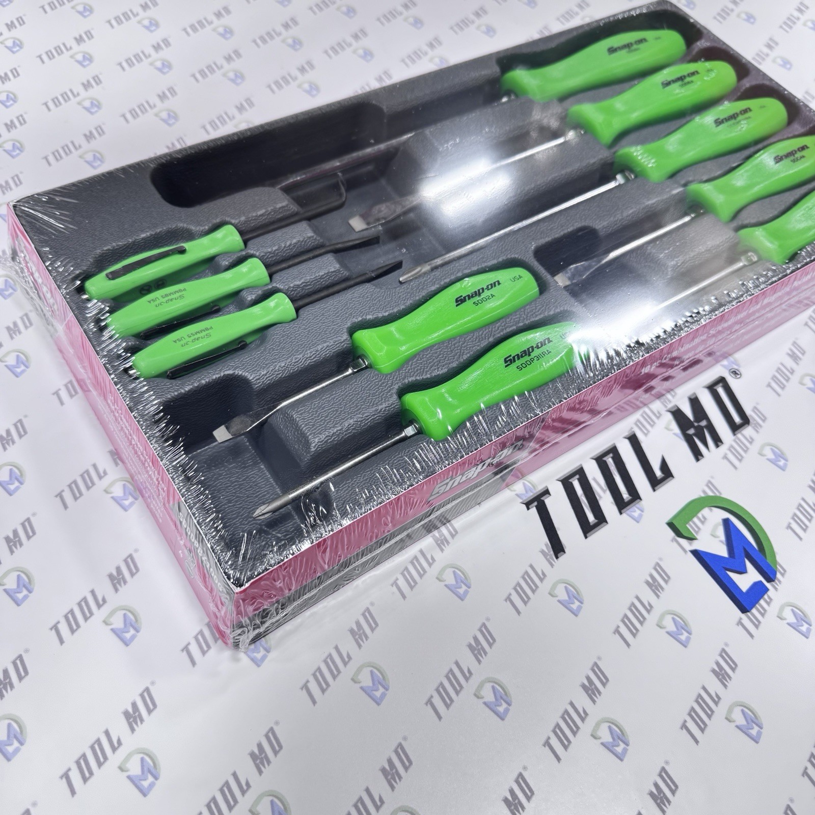 Snap-on Tools NEW GREEN 10pc Screwdriver & Magnet Pocket Prybar Set SDDDPBX100G