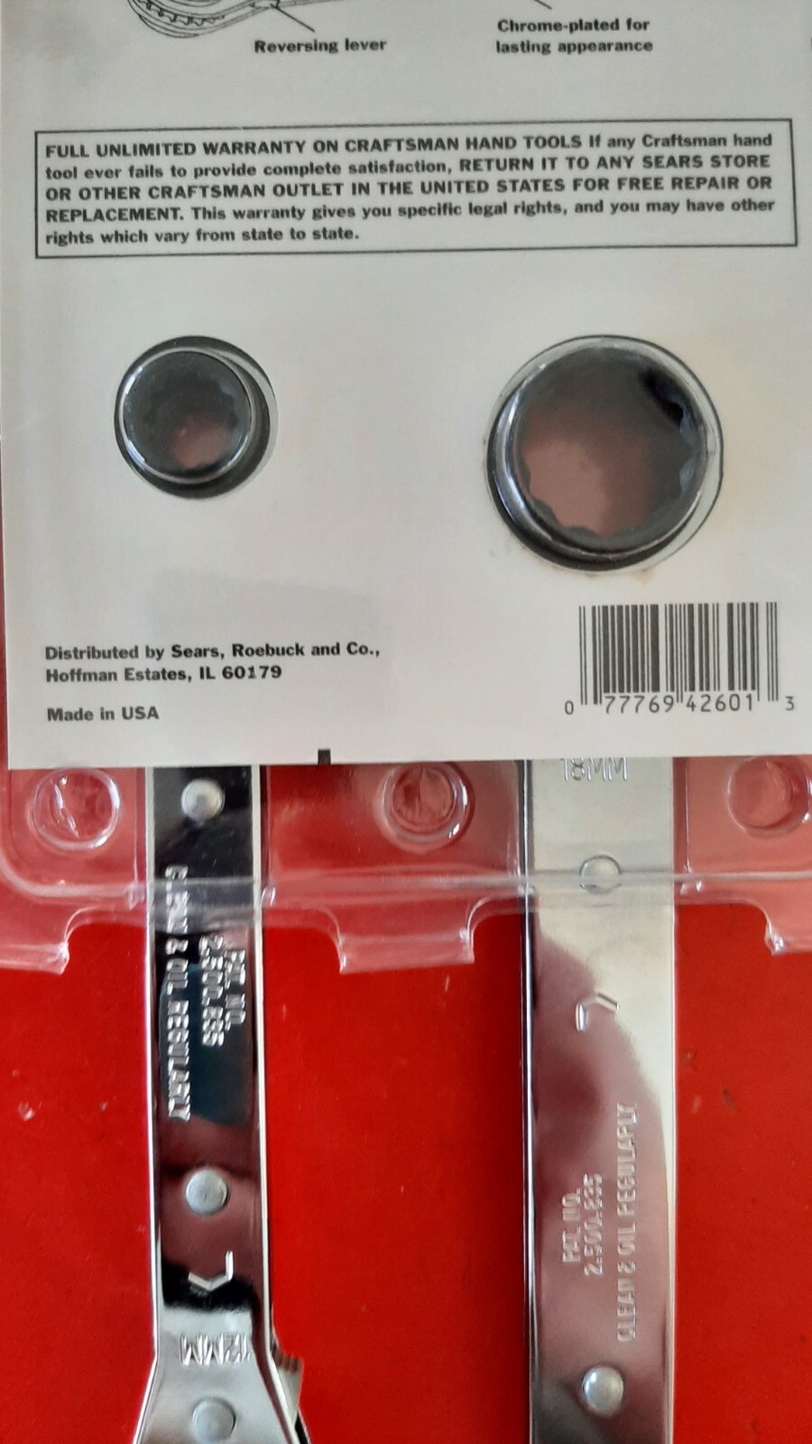 NOS Craftsman USA 4 in 1 One Metric Ratcheting Wrench Set 8 10 12 13 16-19 42601