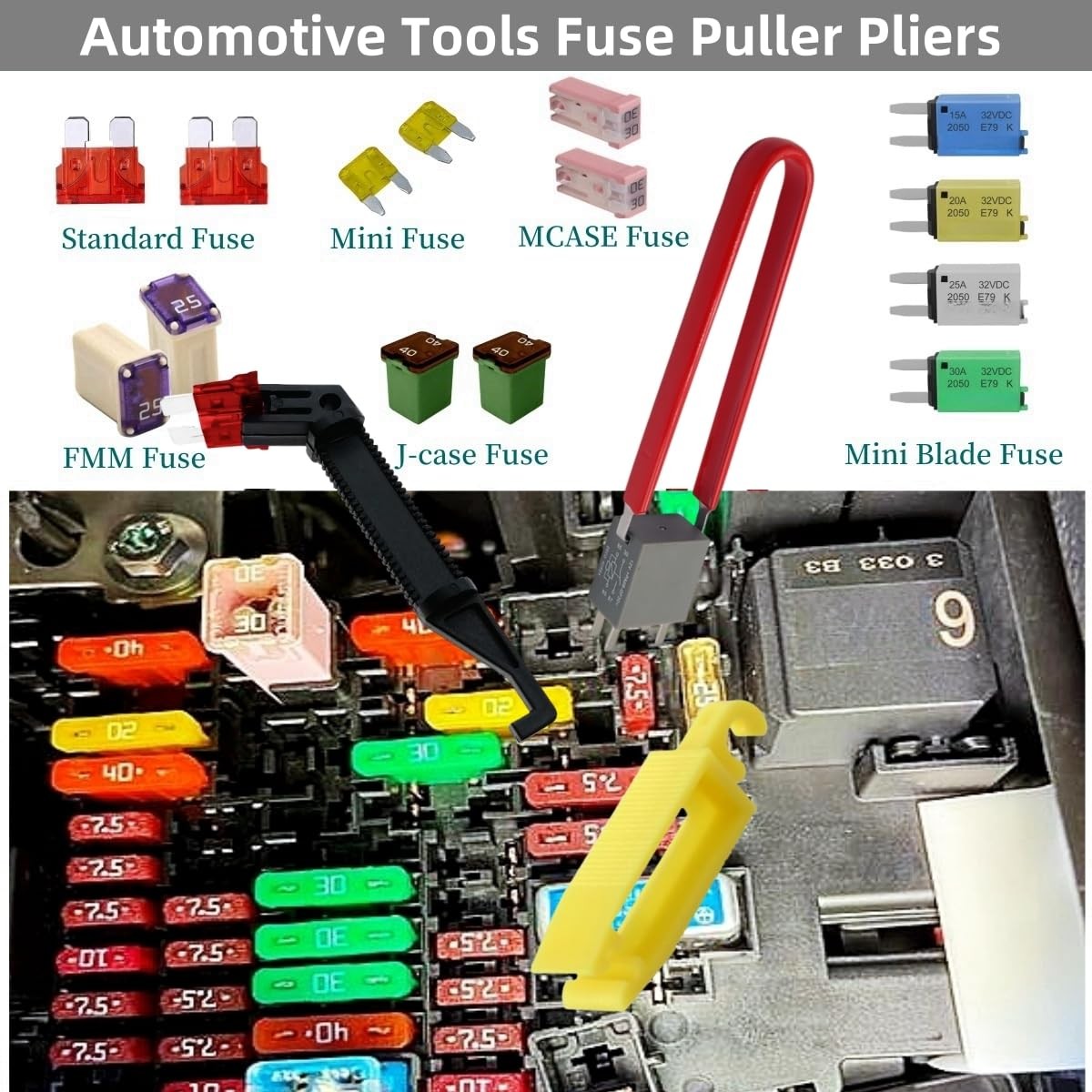 Fuse Relay Puller Pliers 6 Piece Set Forged Metal Stainless Steel Automotive Too