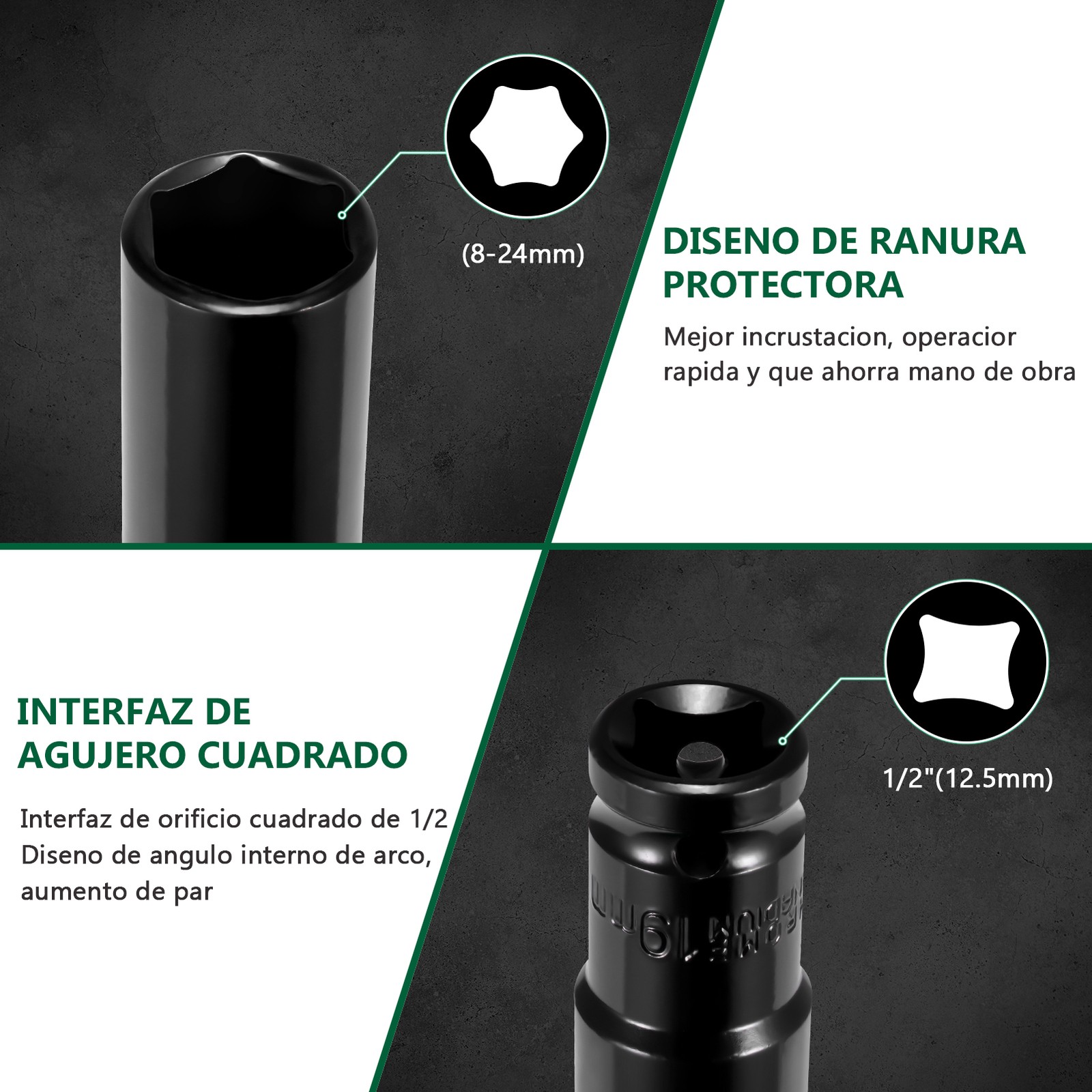 20pcs Metric Deep Impact Socket 1/2″ Drive 8mm-32mm 6 Point Sockets w/Case Set