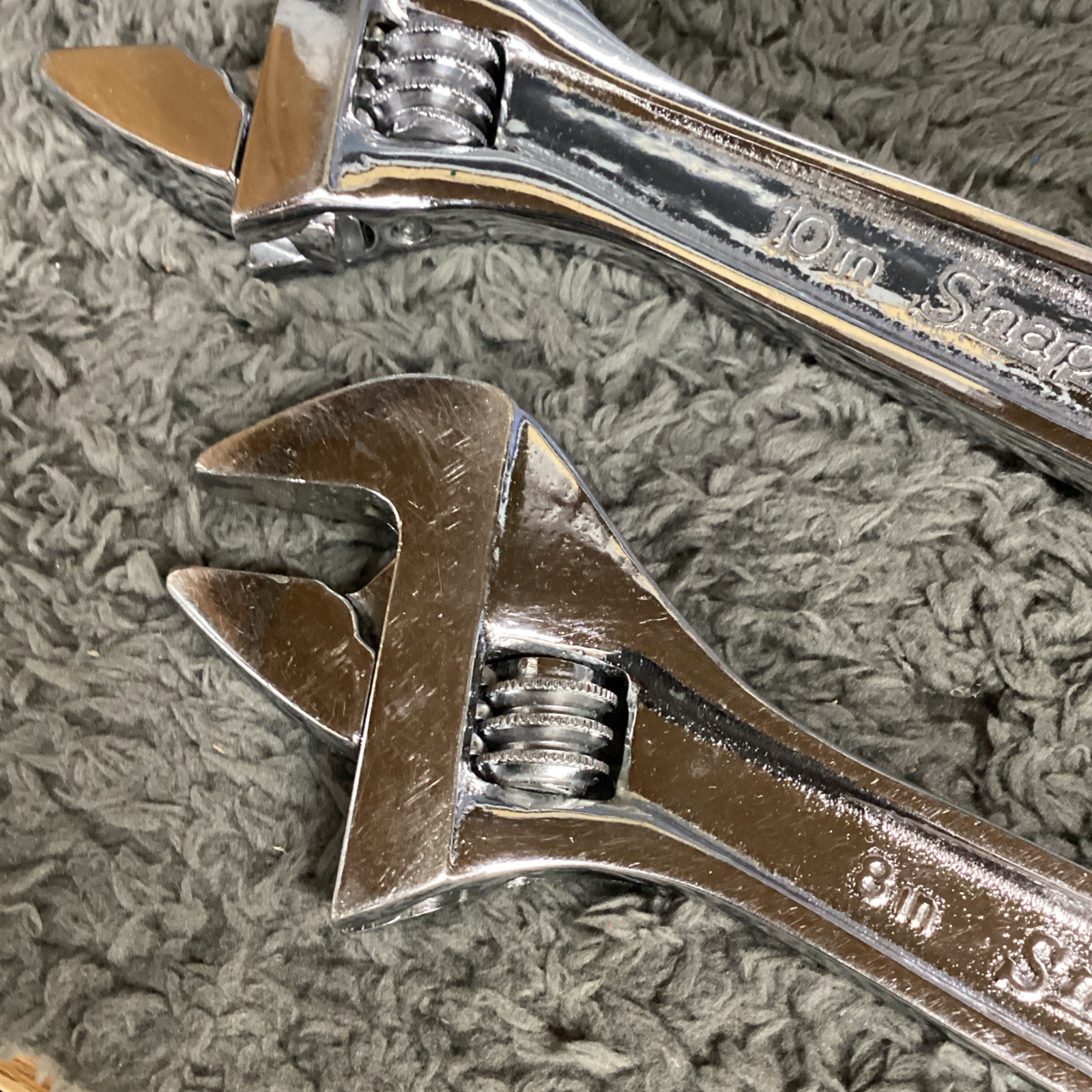 Snap On Underline Logo Adjustable Wrench Set AD8 and AD10 Two Pieces 8” , 10”