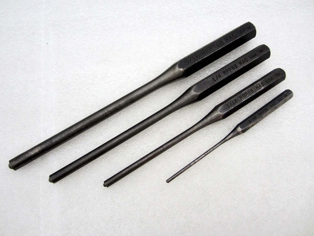Vintage MAC Tools 4pc Roll Pin Pilot Punch Set SRPP6K Made in USA